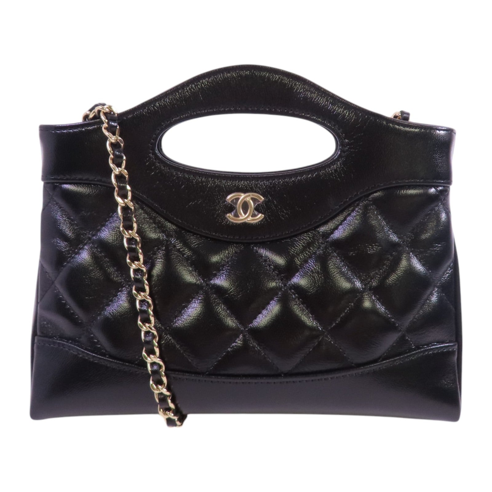 CHANEL 牛皮皮革Nano 31 Chain Shoulder Bag金扣鏈帶肩背袋