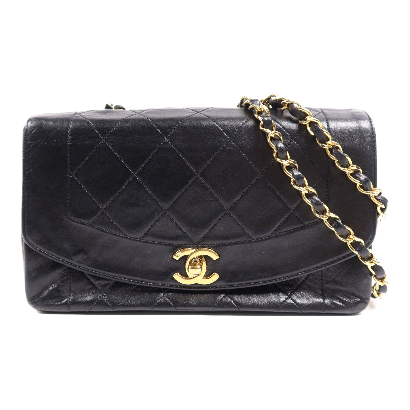 CHANEL 羊皮皮革Diana Chain Shoulder Bag金扣鏈帶肩背袋