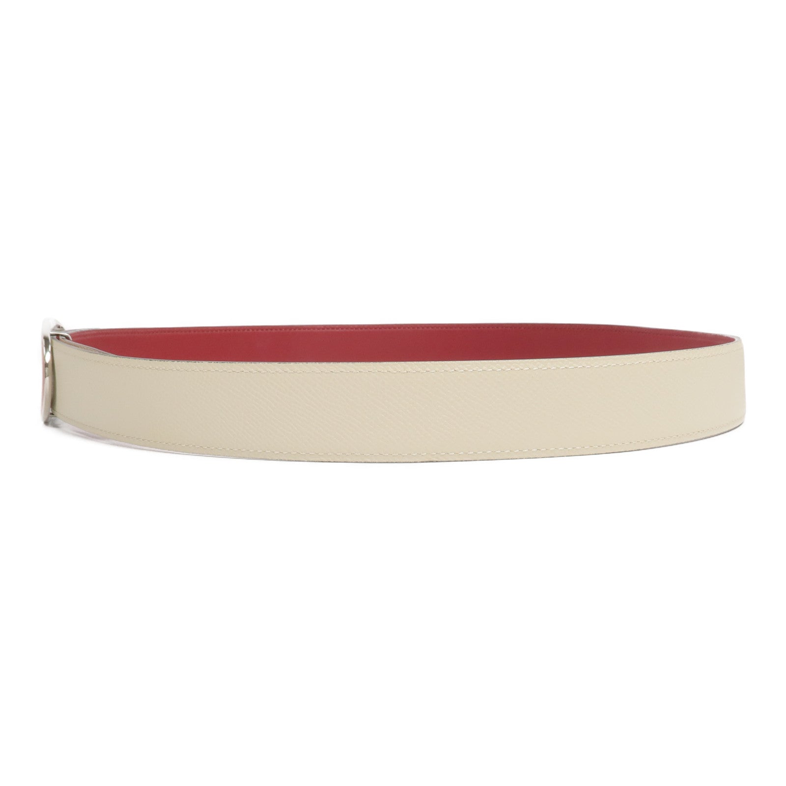 HERMES Epsom/Swift皮革Chaine d'Ancre Belt 90cm皮帶Craie/Rouge H
