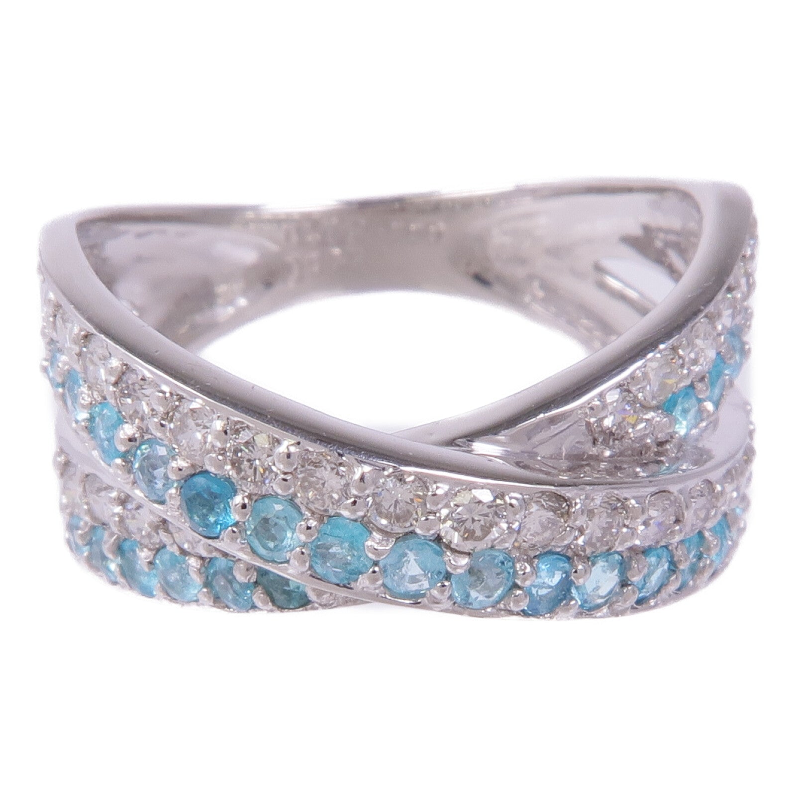 JEWELRY PT900鉑金Paraiba Tourmaline Diamond Ring帕拉伊巴碧璽/鑽石戒指US#6