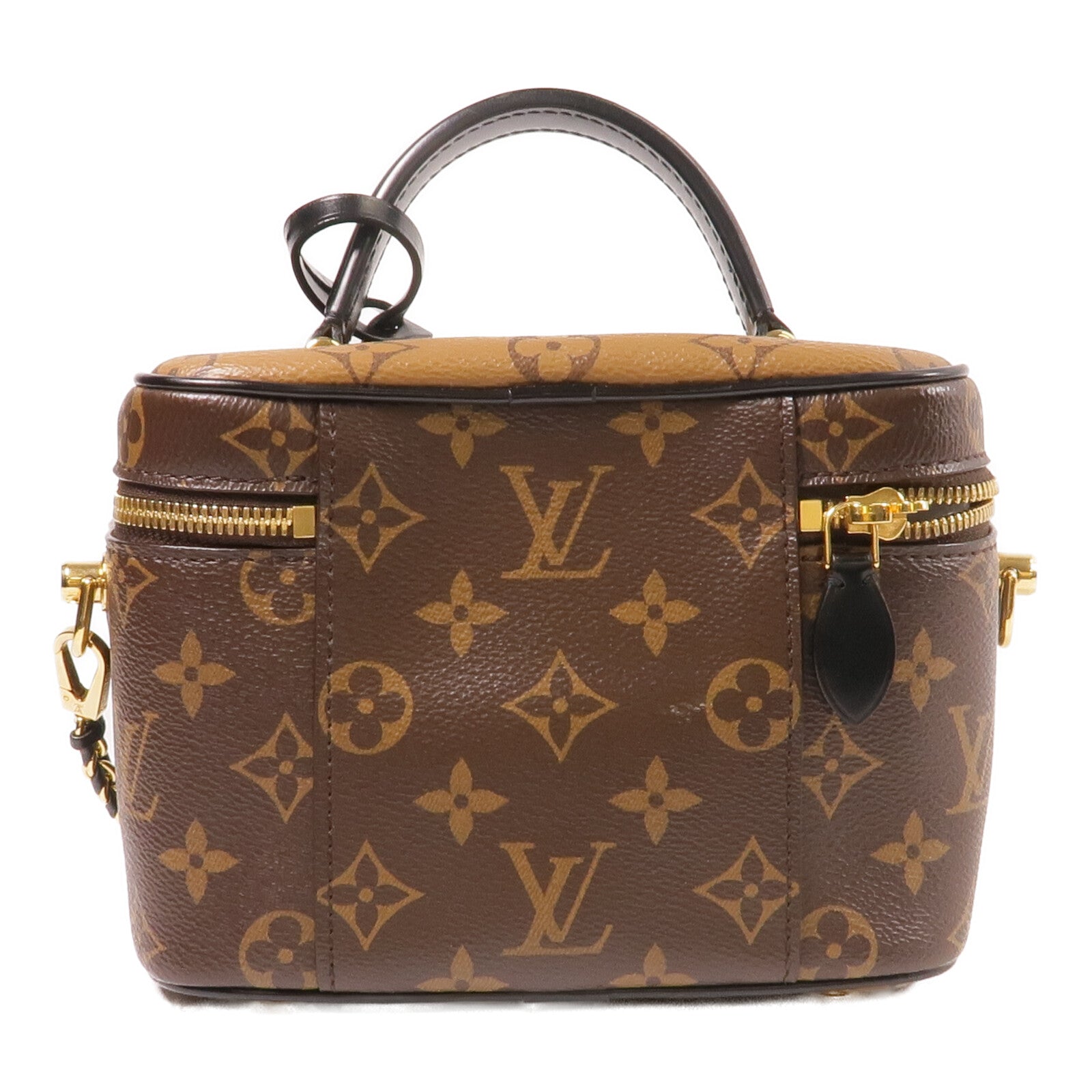LOUIS VUITTON Monogram/Monogram Reverse Vanity PM手挽肩背兩用袋棕色