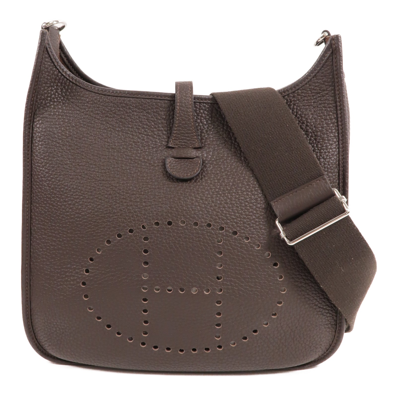 HERMES Clemence皮革Evelyne PM肩背袋Cacao