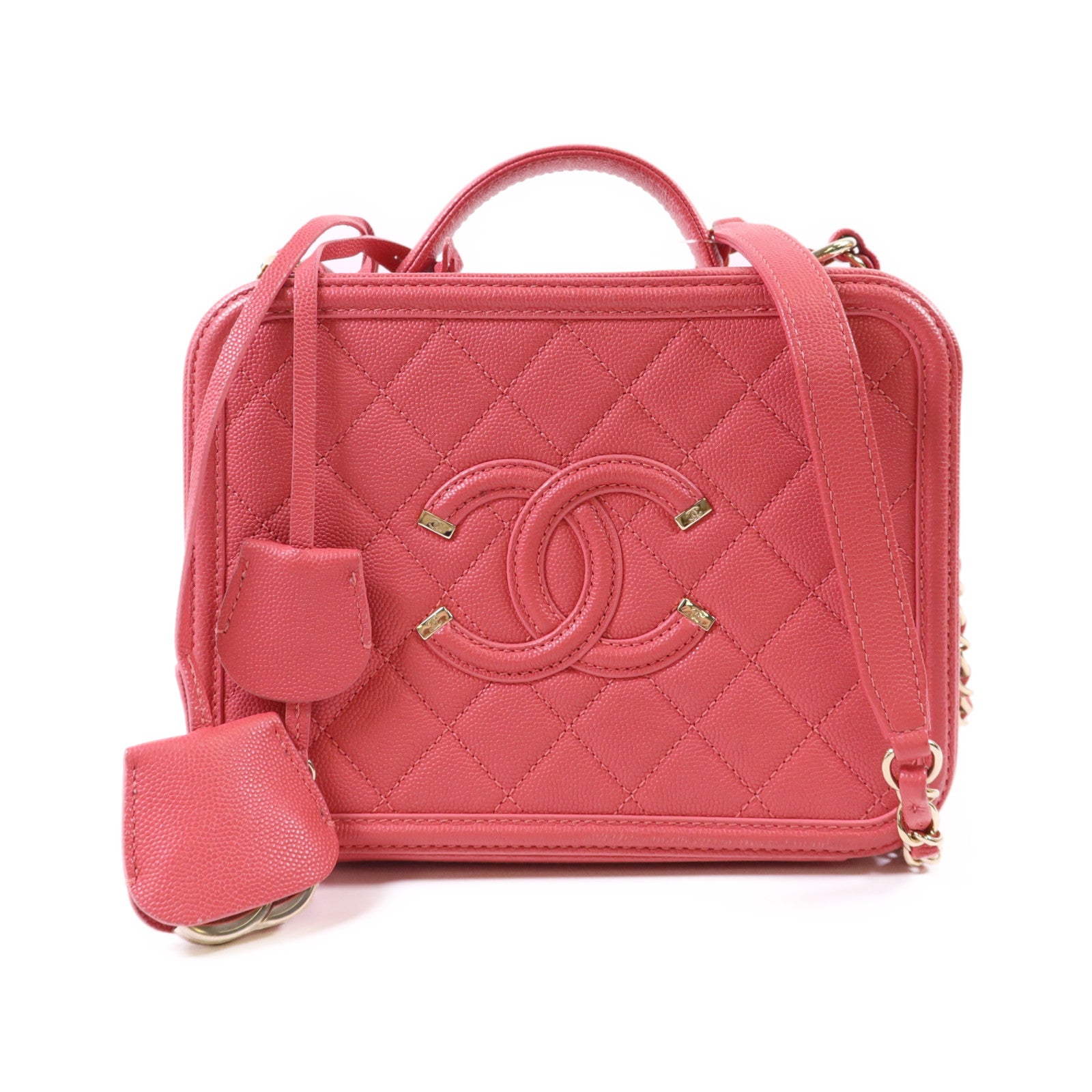 CHANEL 【激減優惠】牛皮皮革Vanity Case金扣手挽肩背兩用袋
