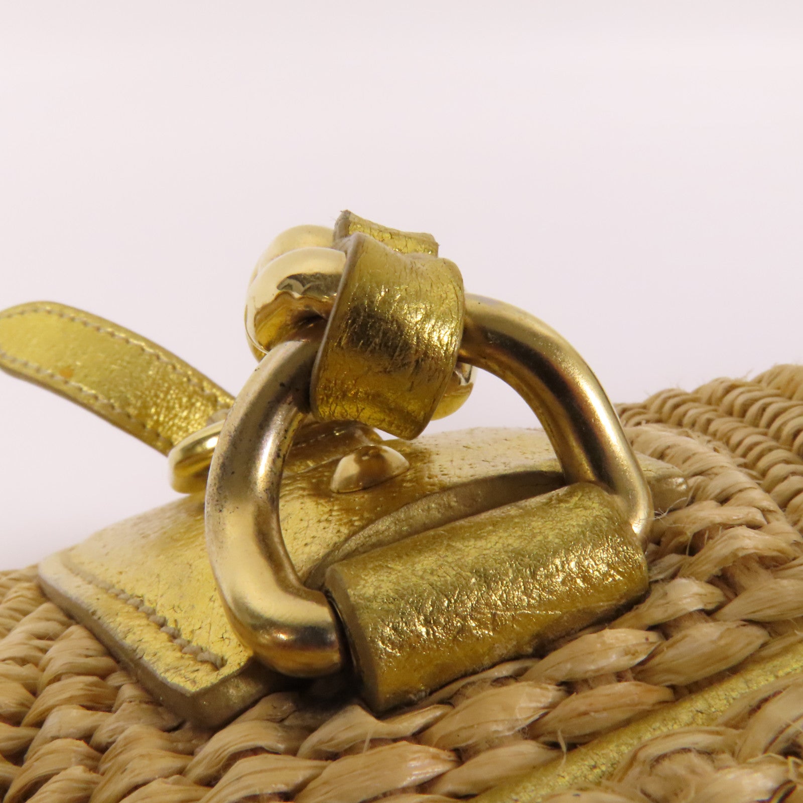 PRADA 牛皮皮革/Rattan Hand Bag金扣手挽袋