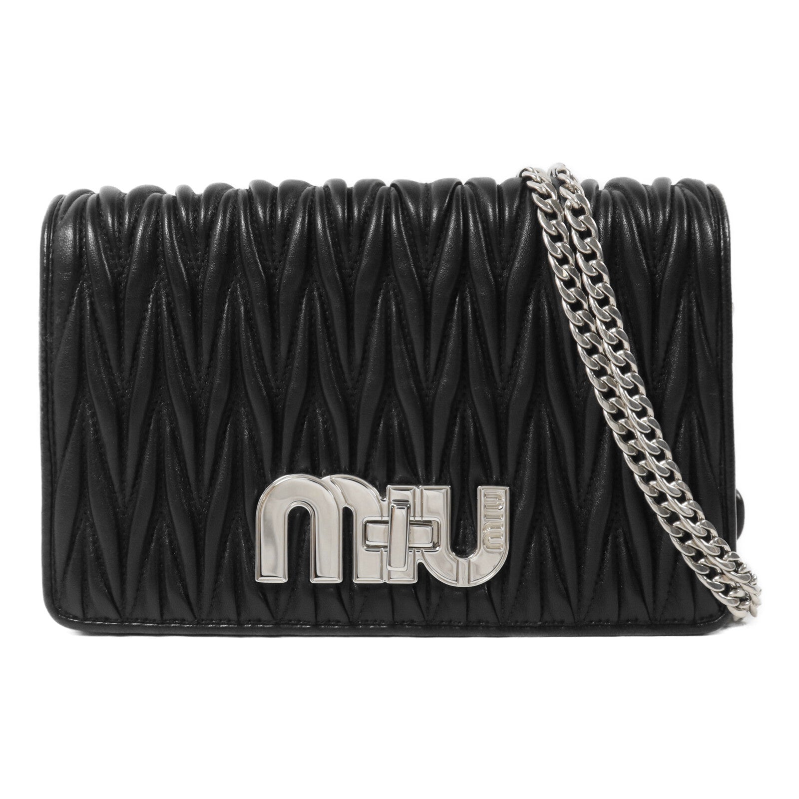 Miu Miu 牛皮皮革Chain Shoulder鏈帶肩背袋