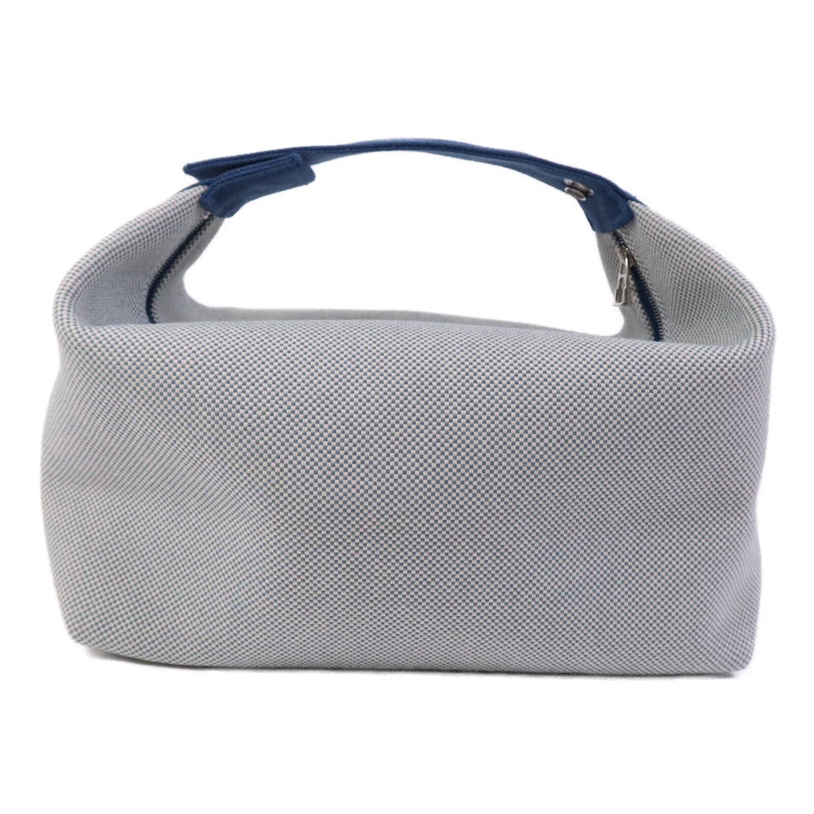HERMES 帆布Bride-a-Brac Cabriole GM銀扣手挽袋Bleu Nattier