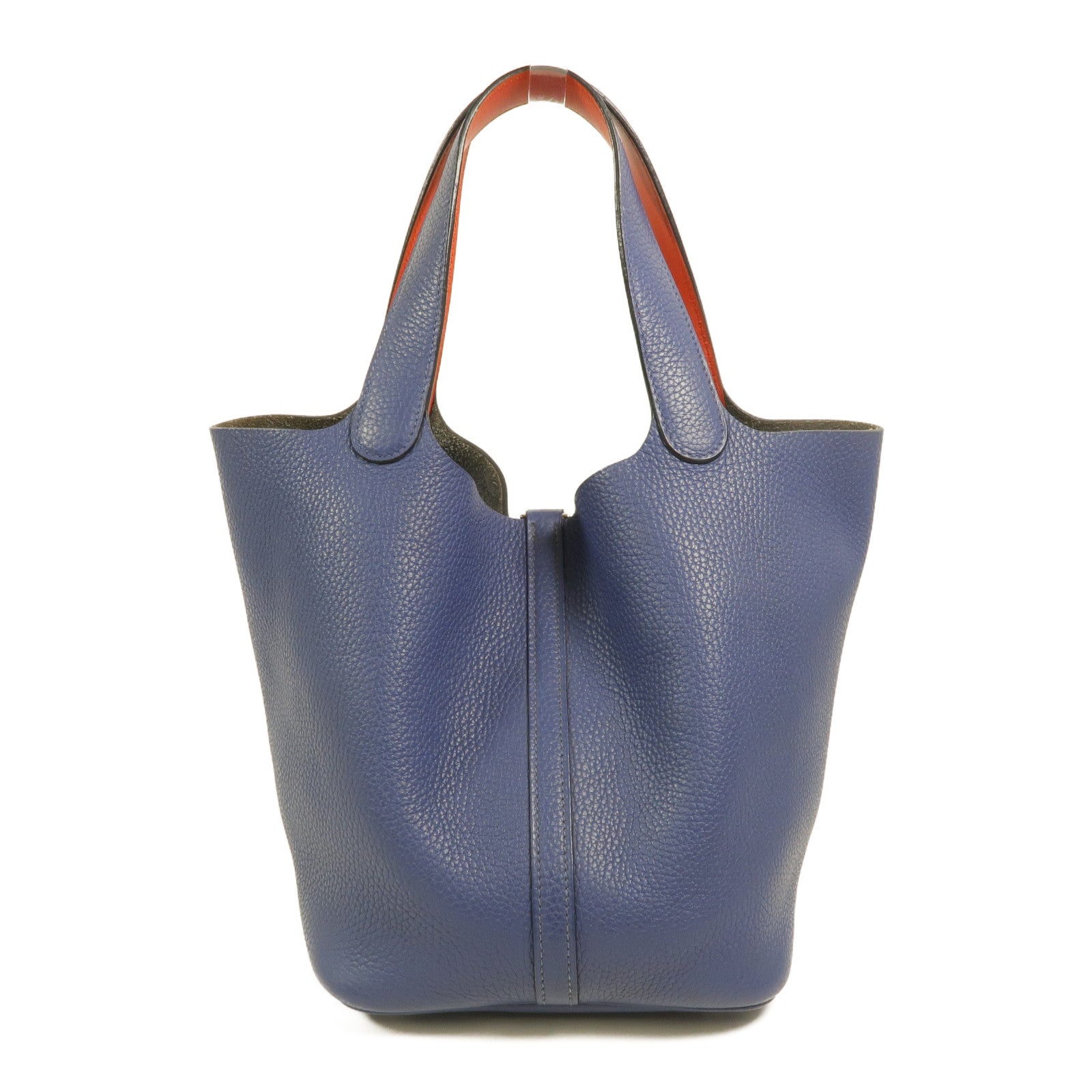 HERMES Clemence皮革Picotin MM手挽袋Bleu Brighton/Capucine