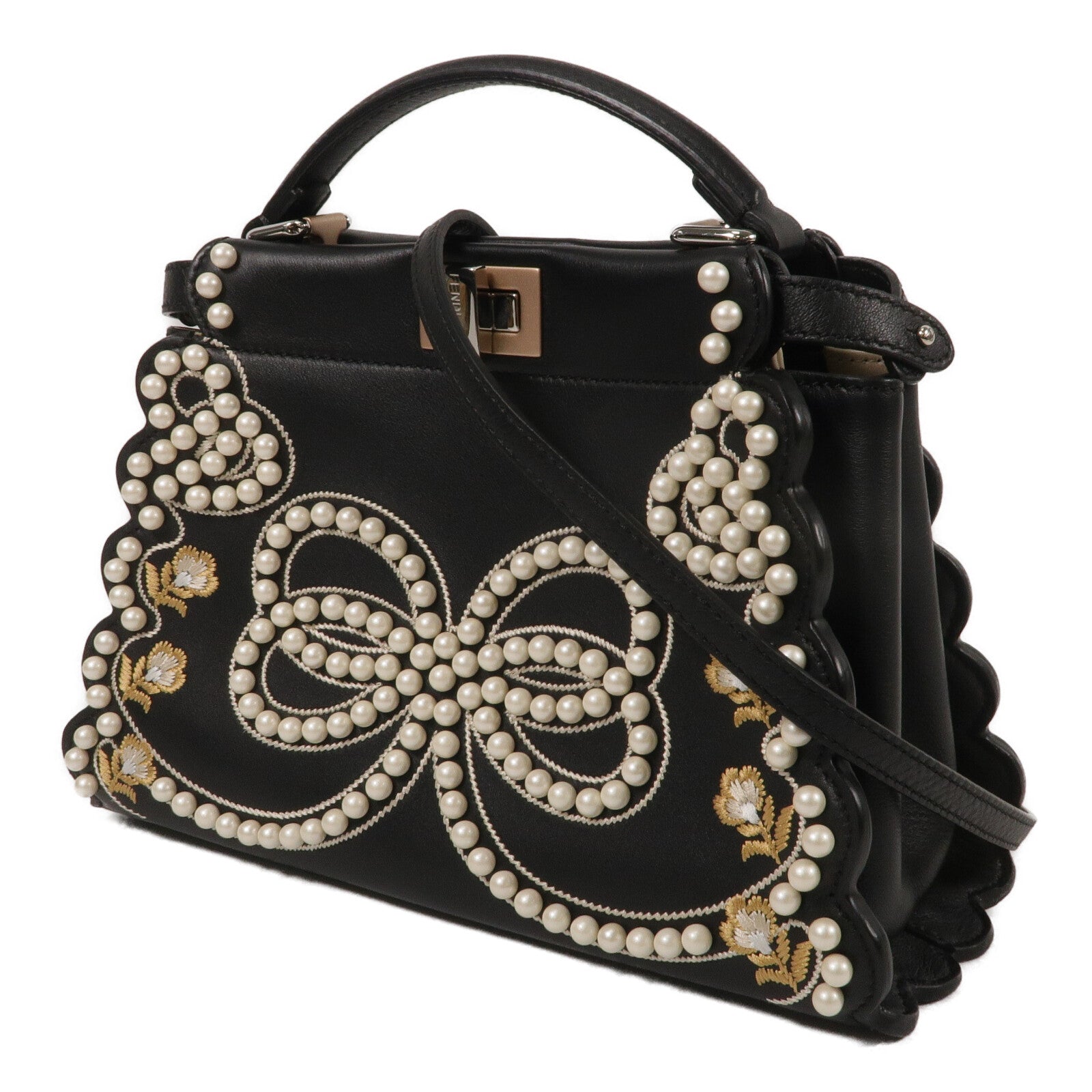 FENDI 牛皮皮革Peekaboo Mini手挽肩背兩用袋