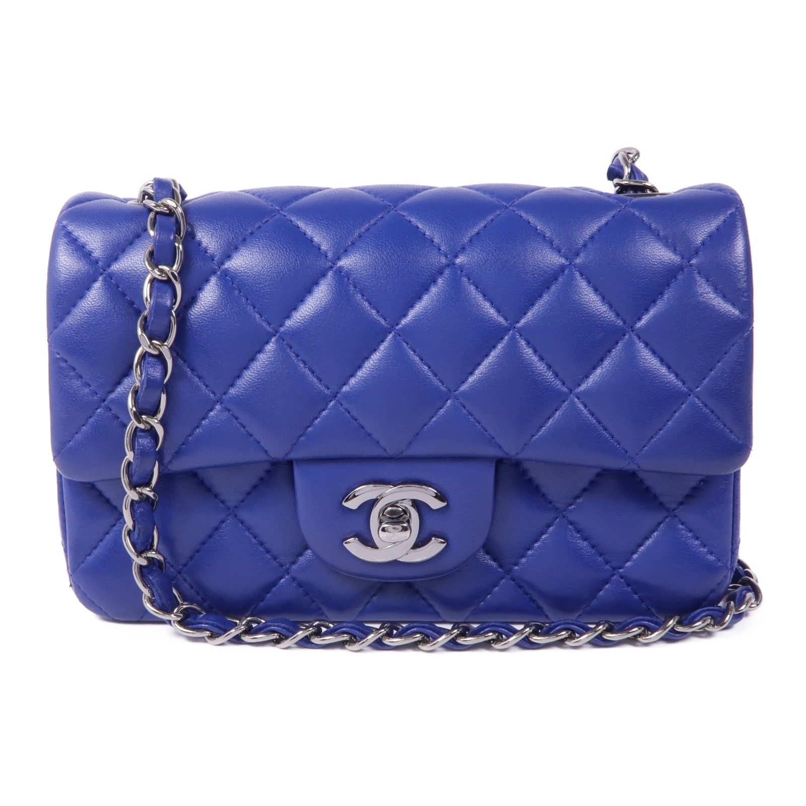 CHANEL 羊皮皮革Mini Classic 20銀扣鏈帶肩背袋