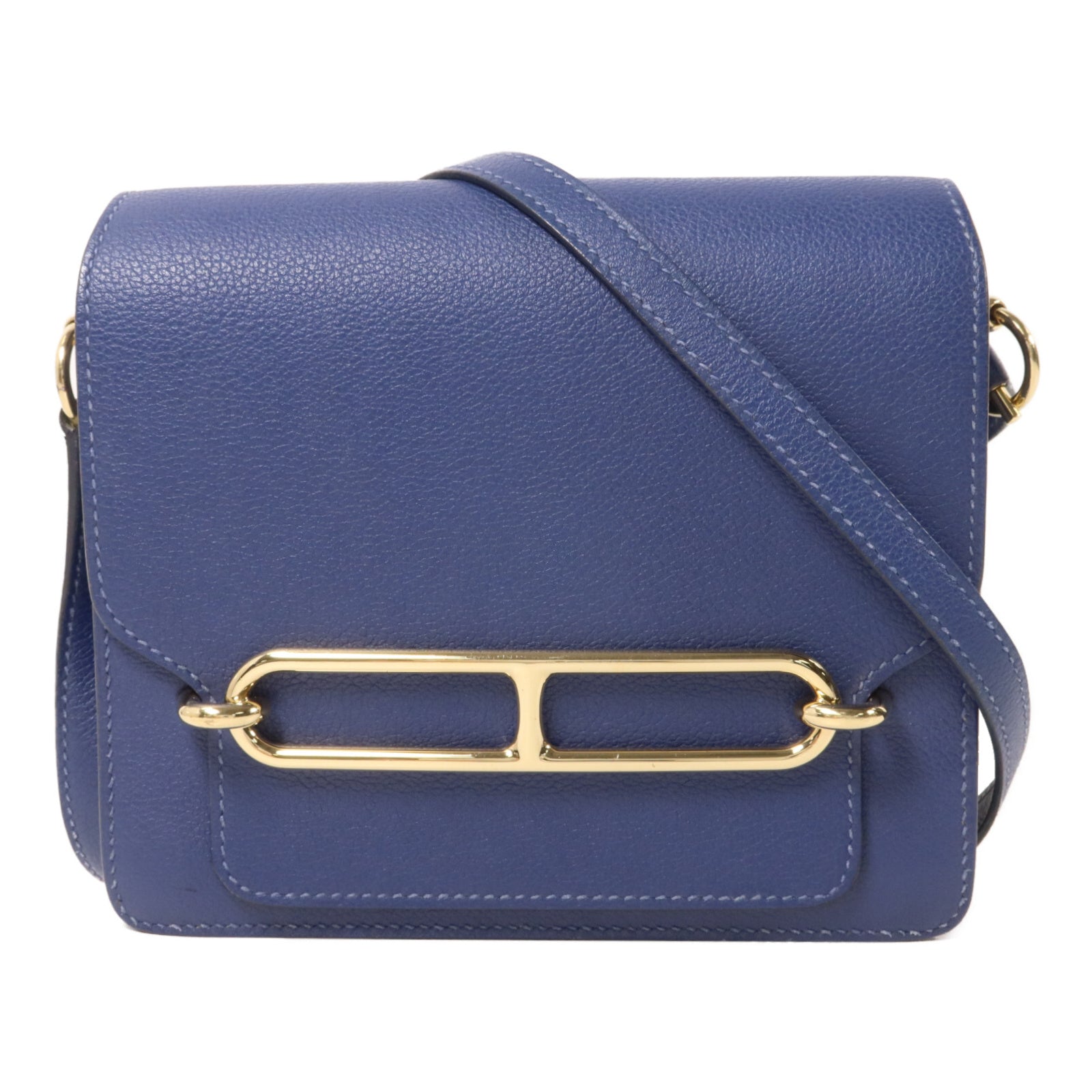HERMES Evercolor皮革Roulis Mini肩背袋Bleu Brighton