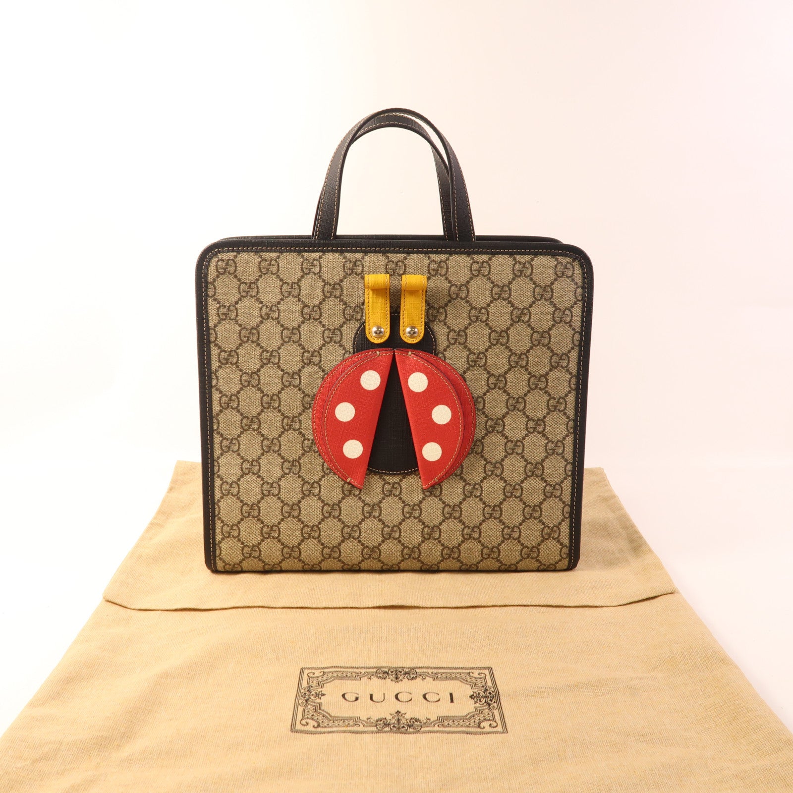 GUCCI 塗層帆布Handbag銀扣手挽袋