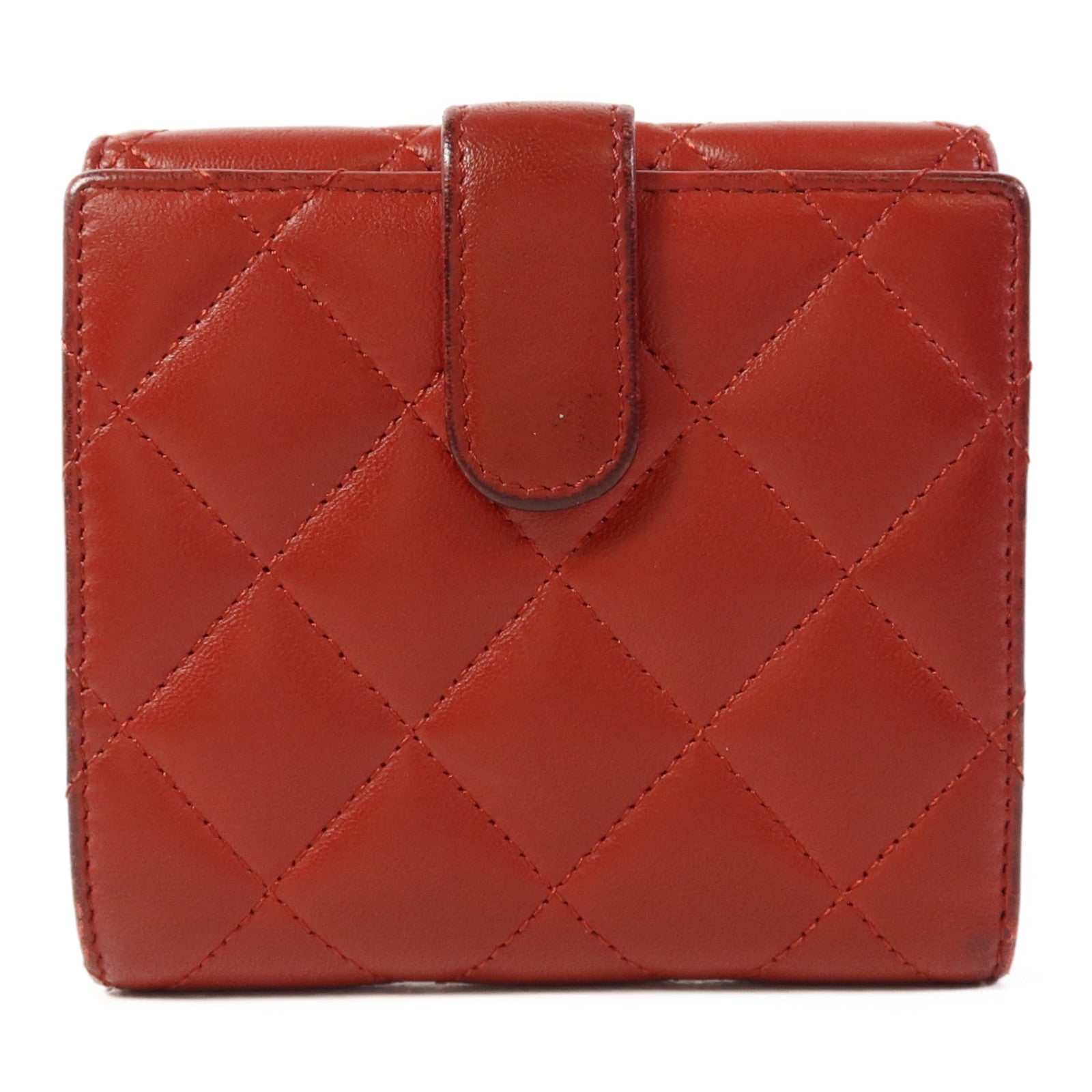 CHANEL 羊皮皮革Bifold Wallet銀扣錢包