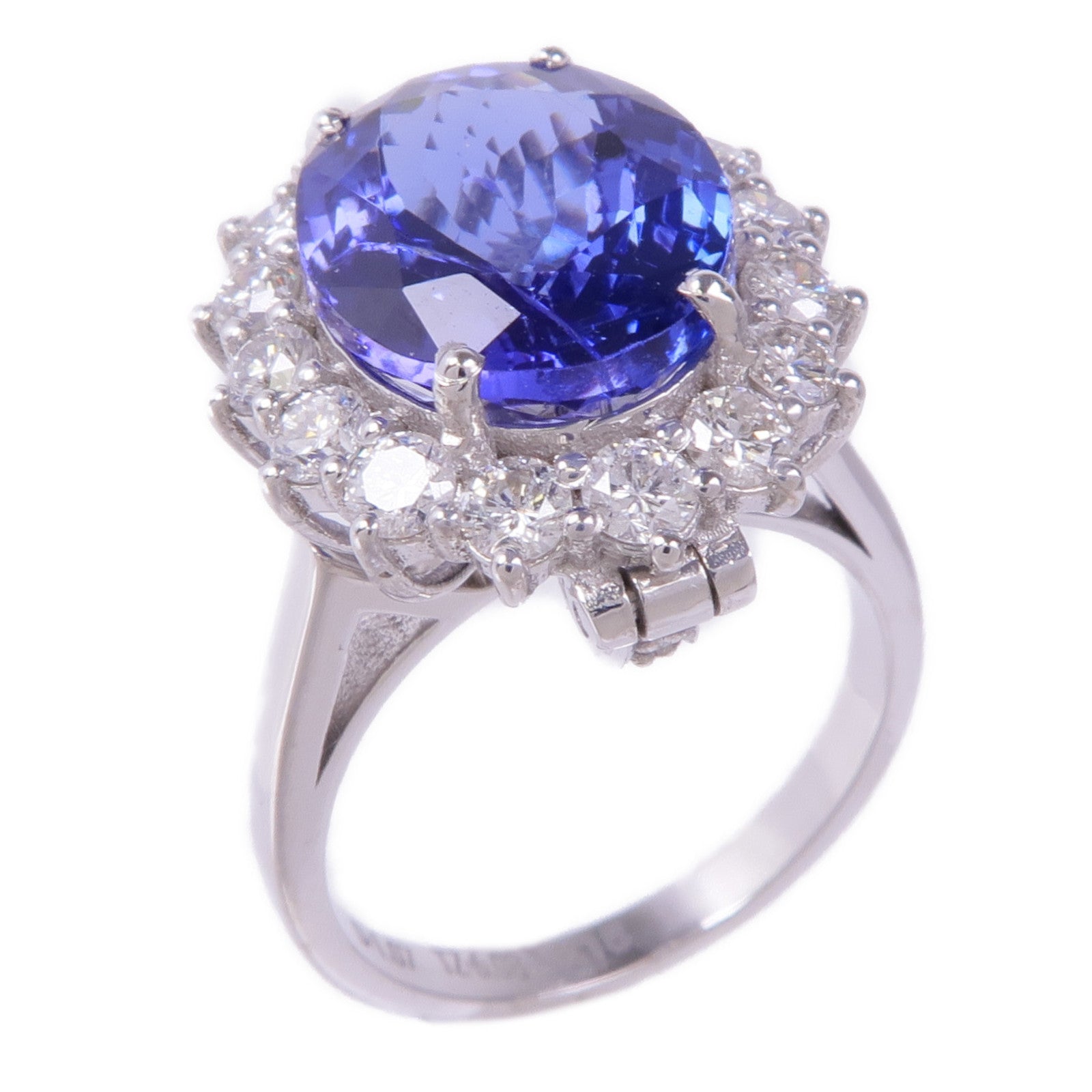 JEWELRY 【激減優惠】18K白金Tanzanite Diamond Ring坦桑石/鑽石戒指US#6.75