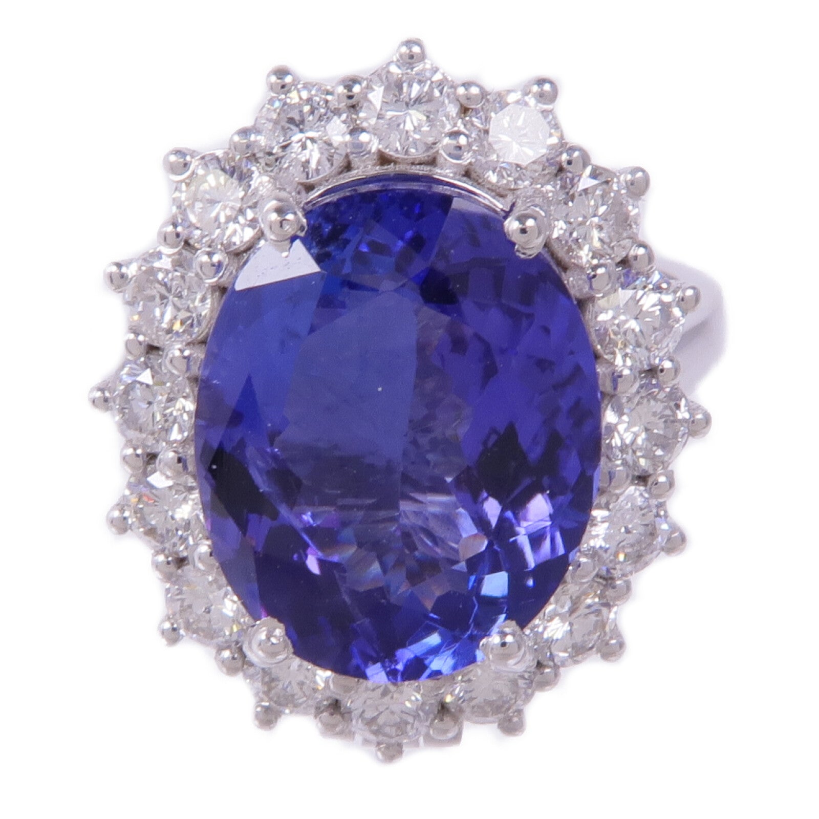 JEWELRY 【激減優惠】18K白金Tanzanite Diamond Ring坦桑石/鑽石戒指US#6.75