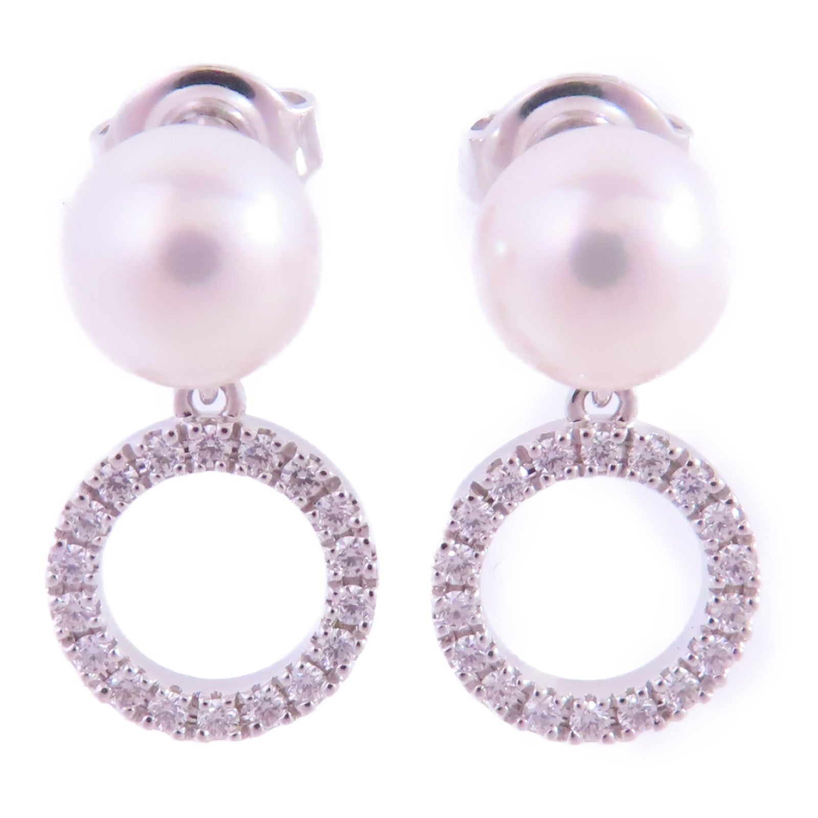 MIKIMOTO 18K白金/珍珠/鑽石Pearl Diamond Earrings耳環