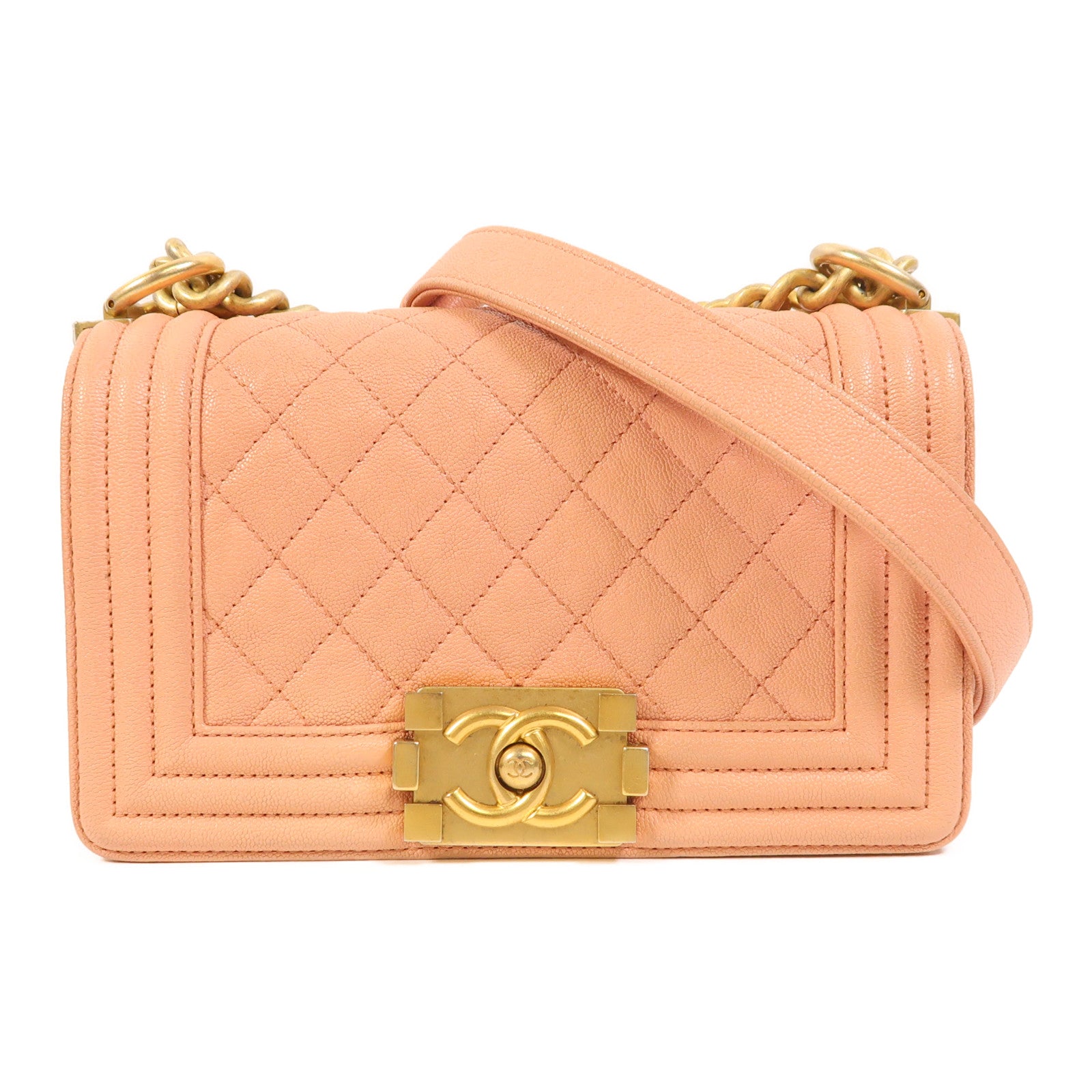 CHANEL 【激減優惠】牛皮皮革Boy 20金扣鏈帶肩背袋