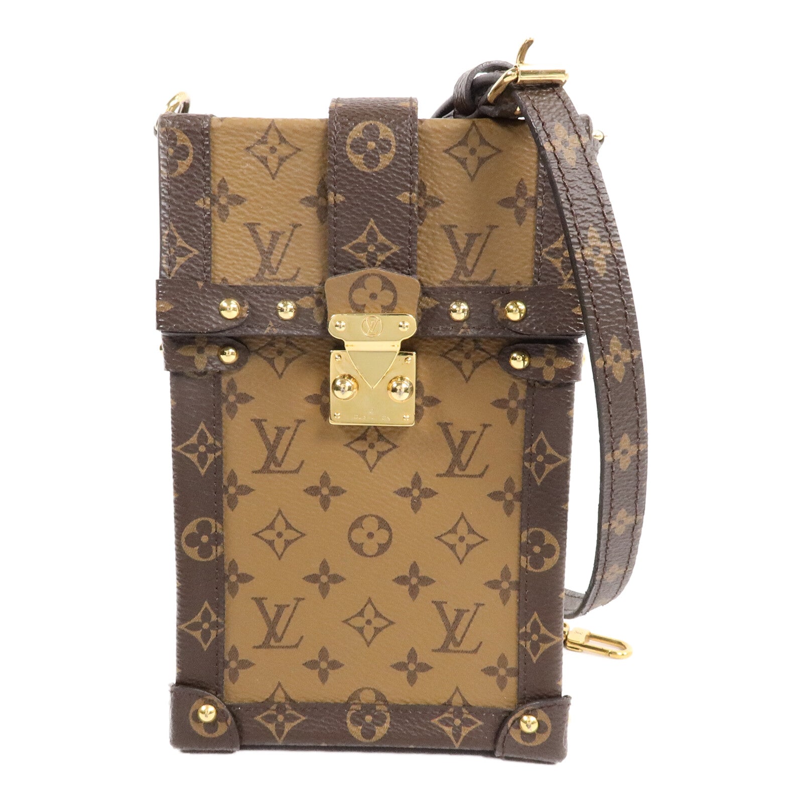 LOUIS VUITTON Monogram Reverse Trunk Vertical鏈帶肩背袋