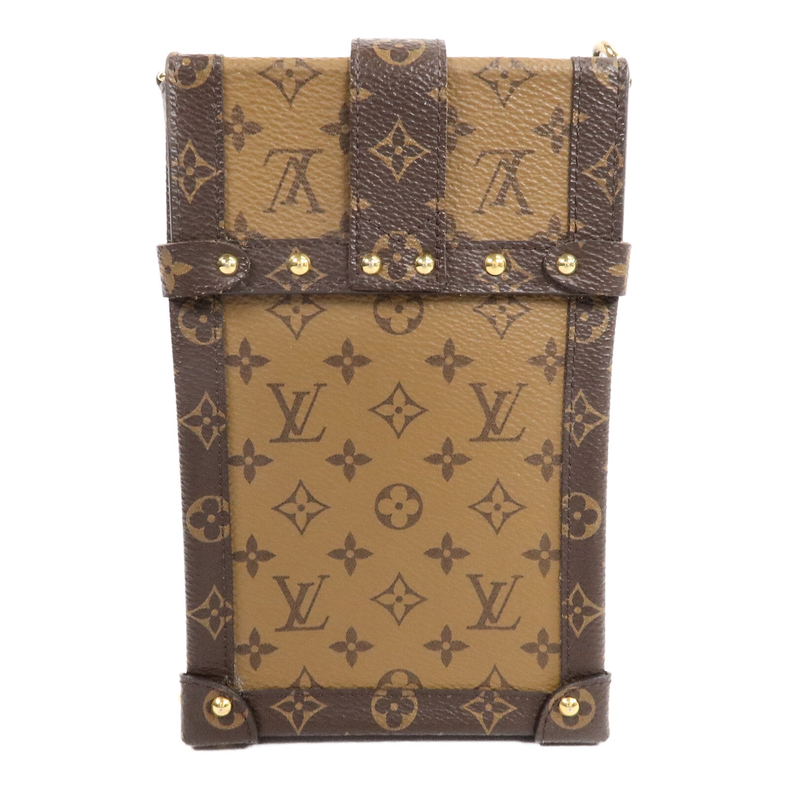 LOUIS VUITTON Monogram Reverse Trunk Vertical鏈帶肩背袋