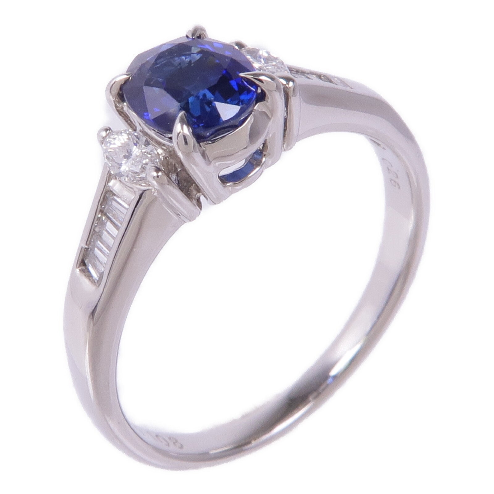 JEWELRY PT900鉑金Sapphire Diamond Ring藍寶石/鑽石戒指US#7.5