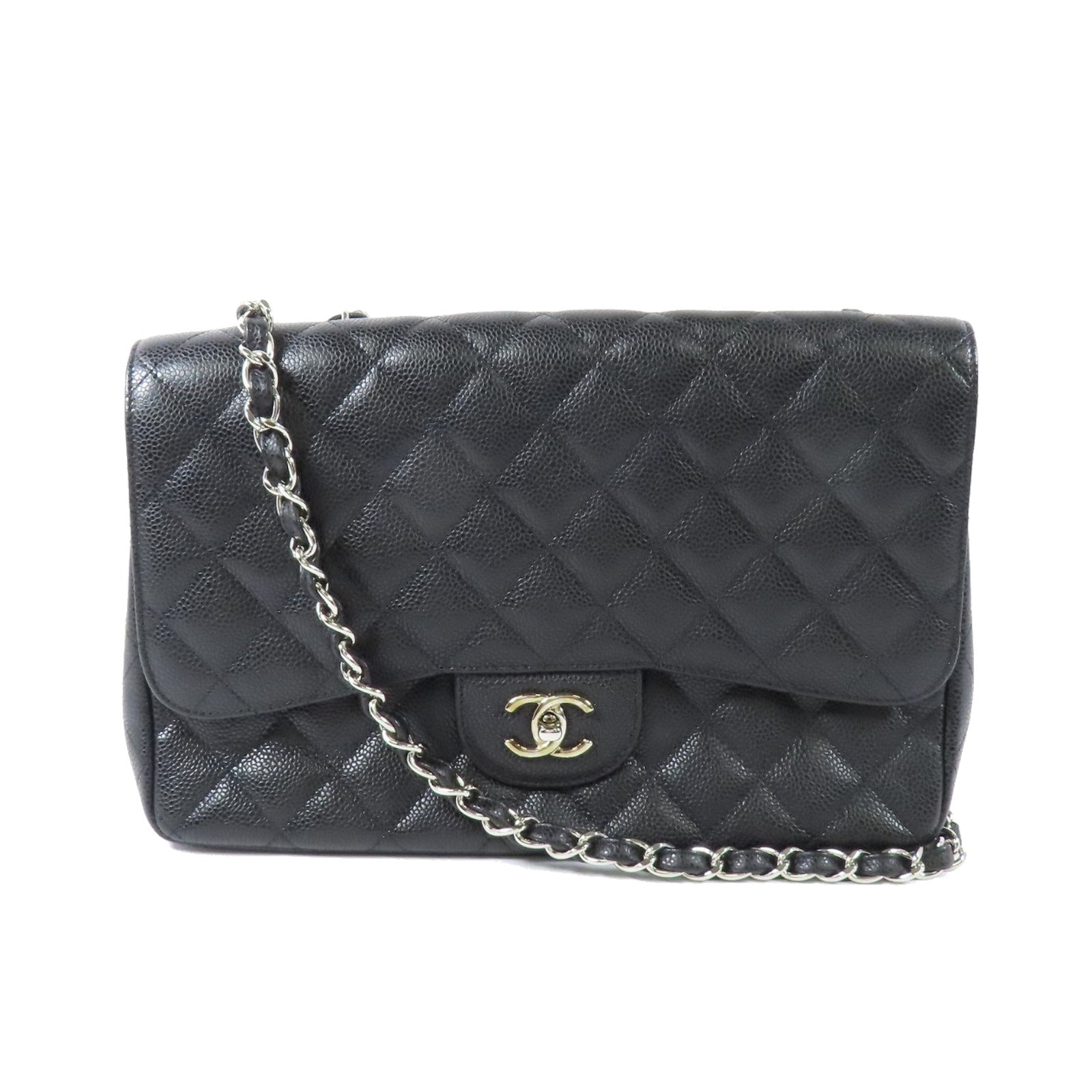 CHANEL 牛皮皮革Large Classic金扣鏈帶肩背袋