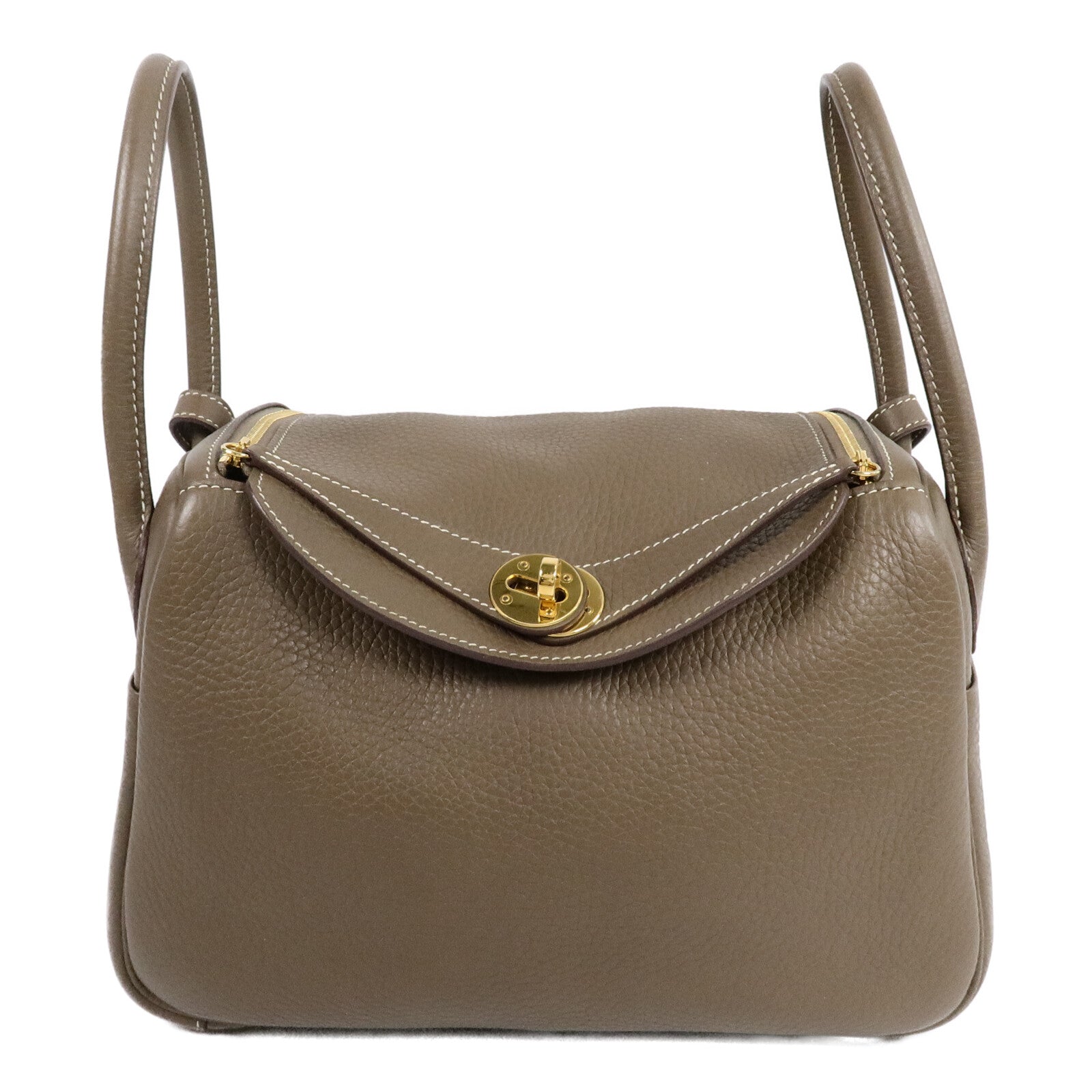 HERMES Clemence皮革Lindy 26手挽肩背兩用袋Etoupe