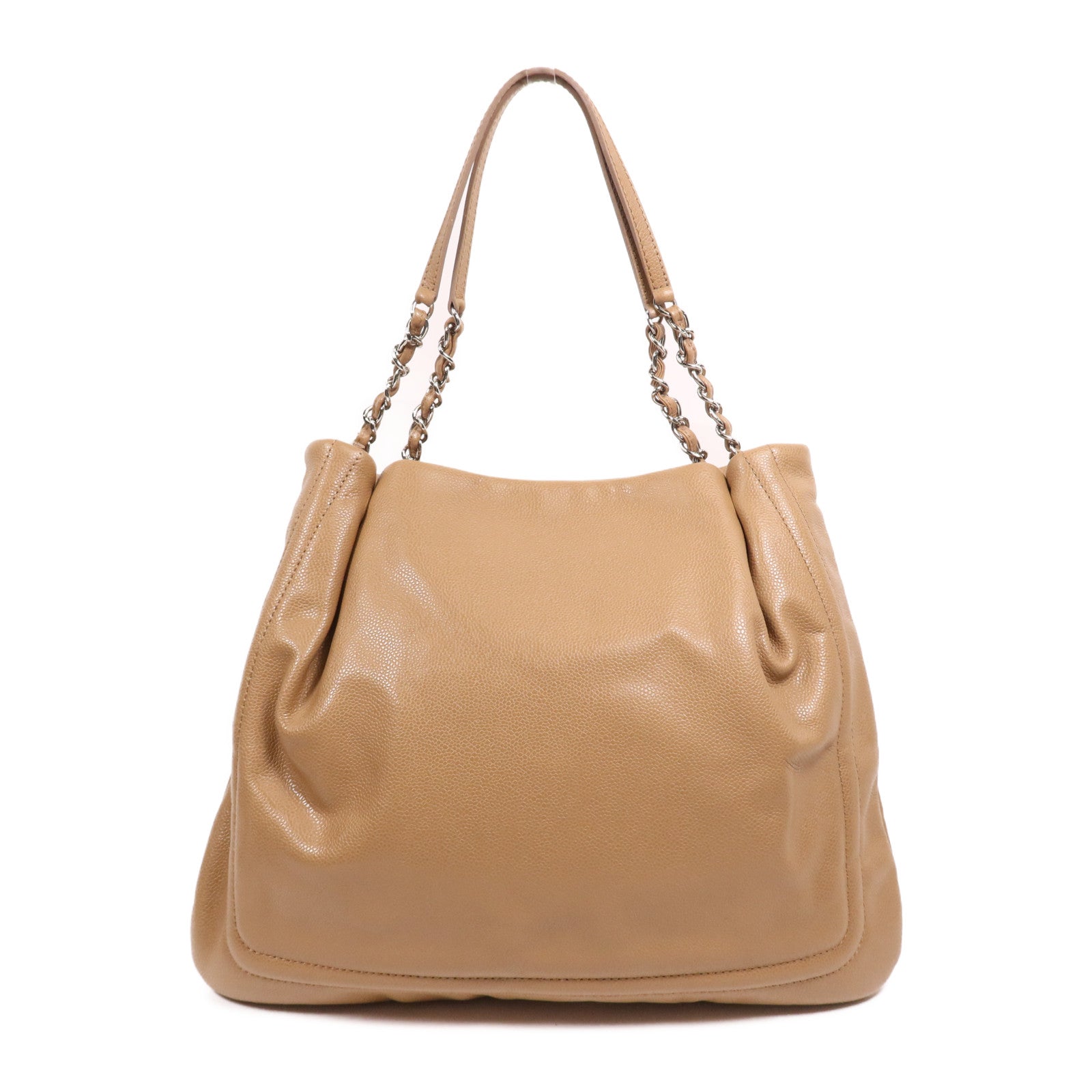 CHANEL 牛皮皮革Timeless Pleated Chain Tote銀扣肩背袋