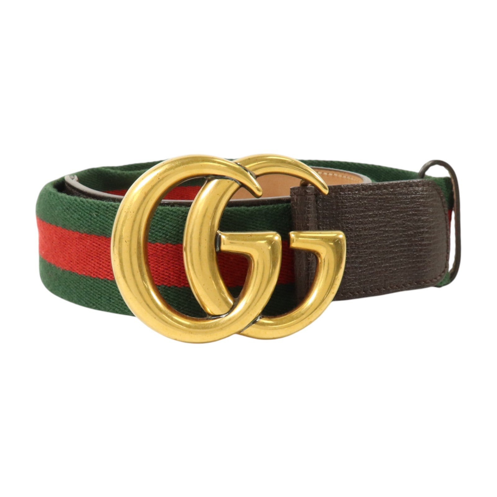 GUCCI 牛皮皮革/帆布GG Marmont Wed Belt 90cm金扣皮帶