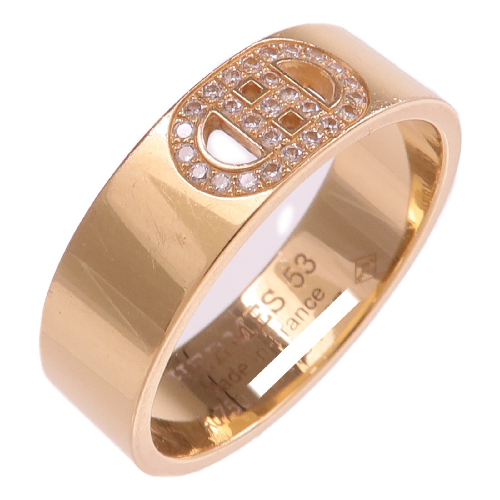 HERMES 18K玫瑰金H d'ancre Ring鑽石戒指Hermes#53/US#6.5