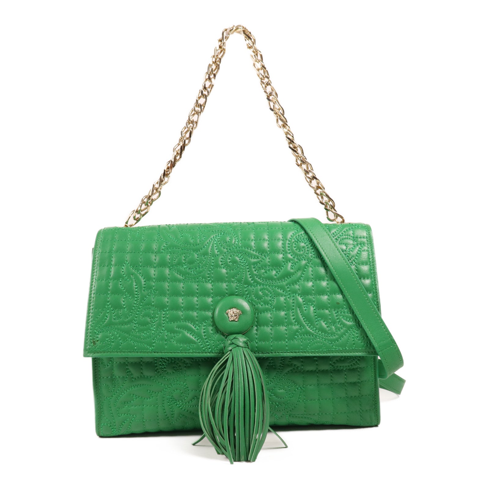 VERSACE 牛皮皮革Shoulder Bag金扣手挽肩背兩用袋