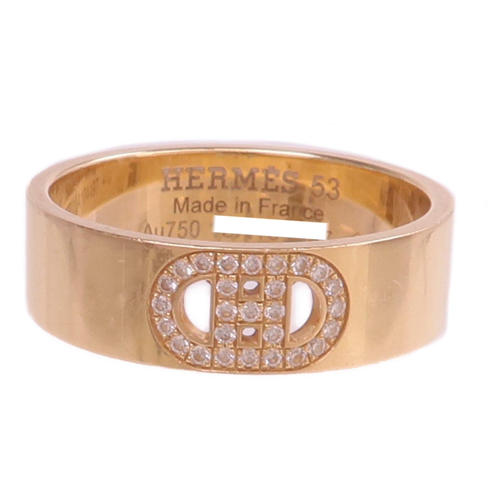 HERMES 18K玫瑰金H d'ancre Ring鑽石戒指Hermes#53/US#6.5