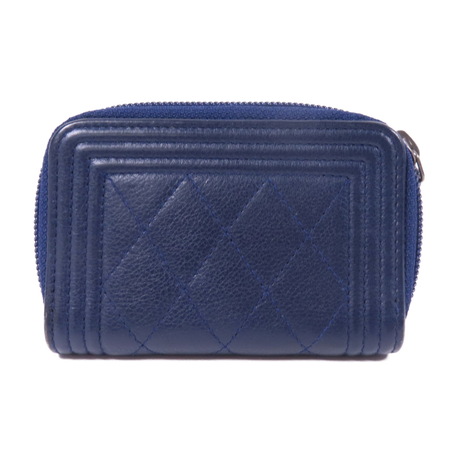 CHANEL 牛皮皮革Boy Card Case銀扣卡片套