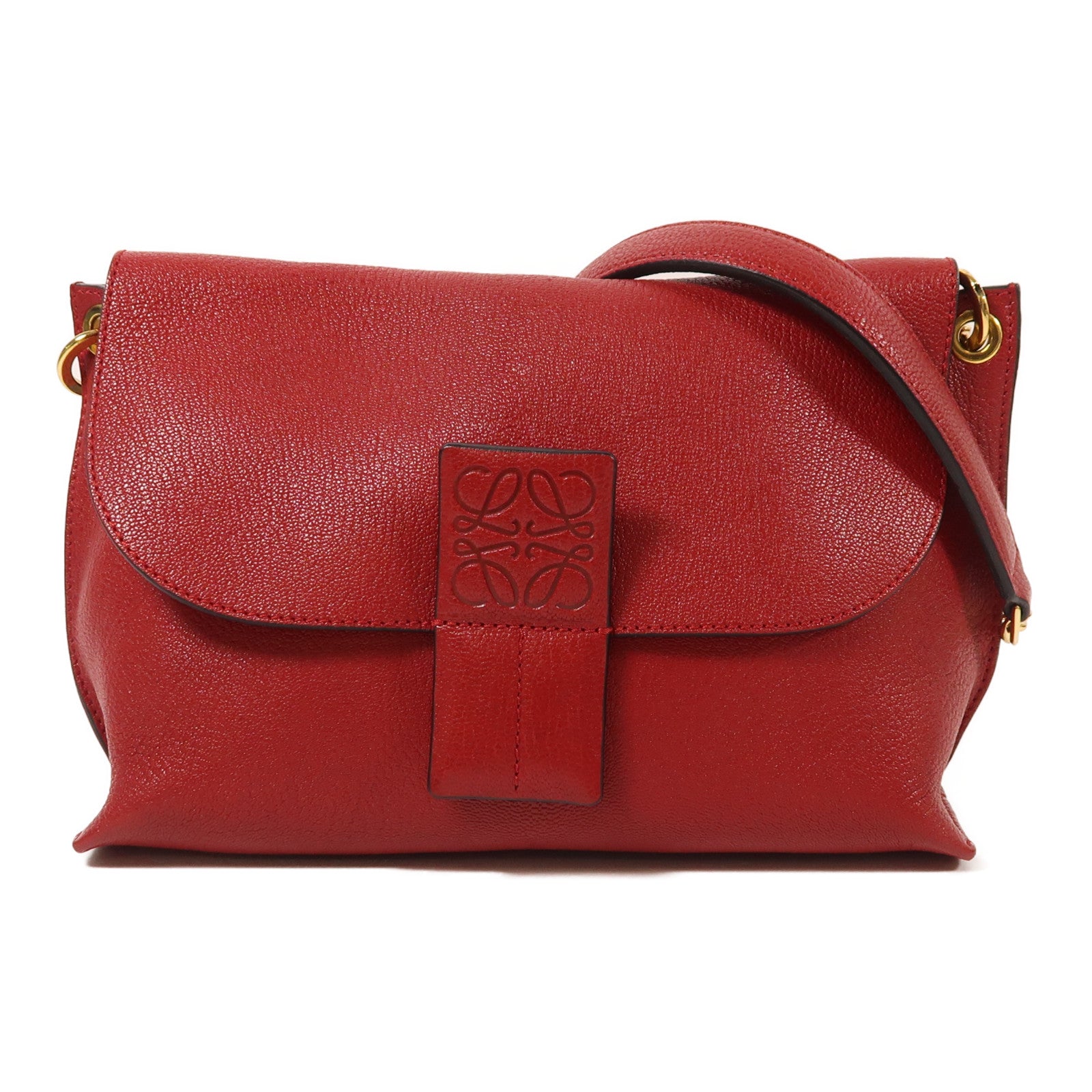 LOEWE 牛皮皮革Avenue金扣鏈帶肩背袋