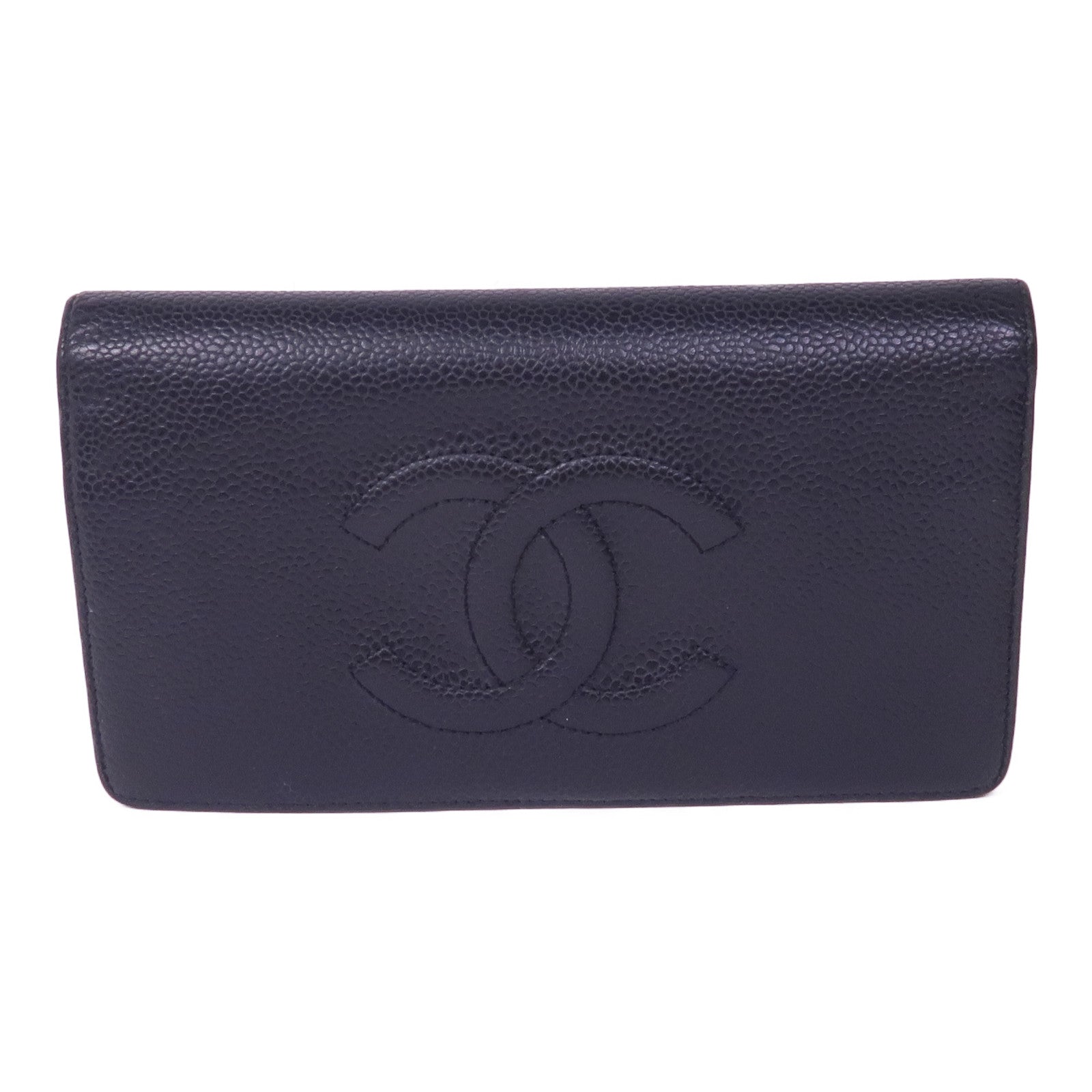 CHANEL 牛皮皮革Long Wallet銀扣長錢包