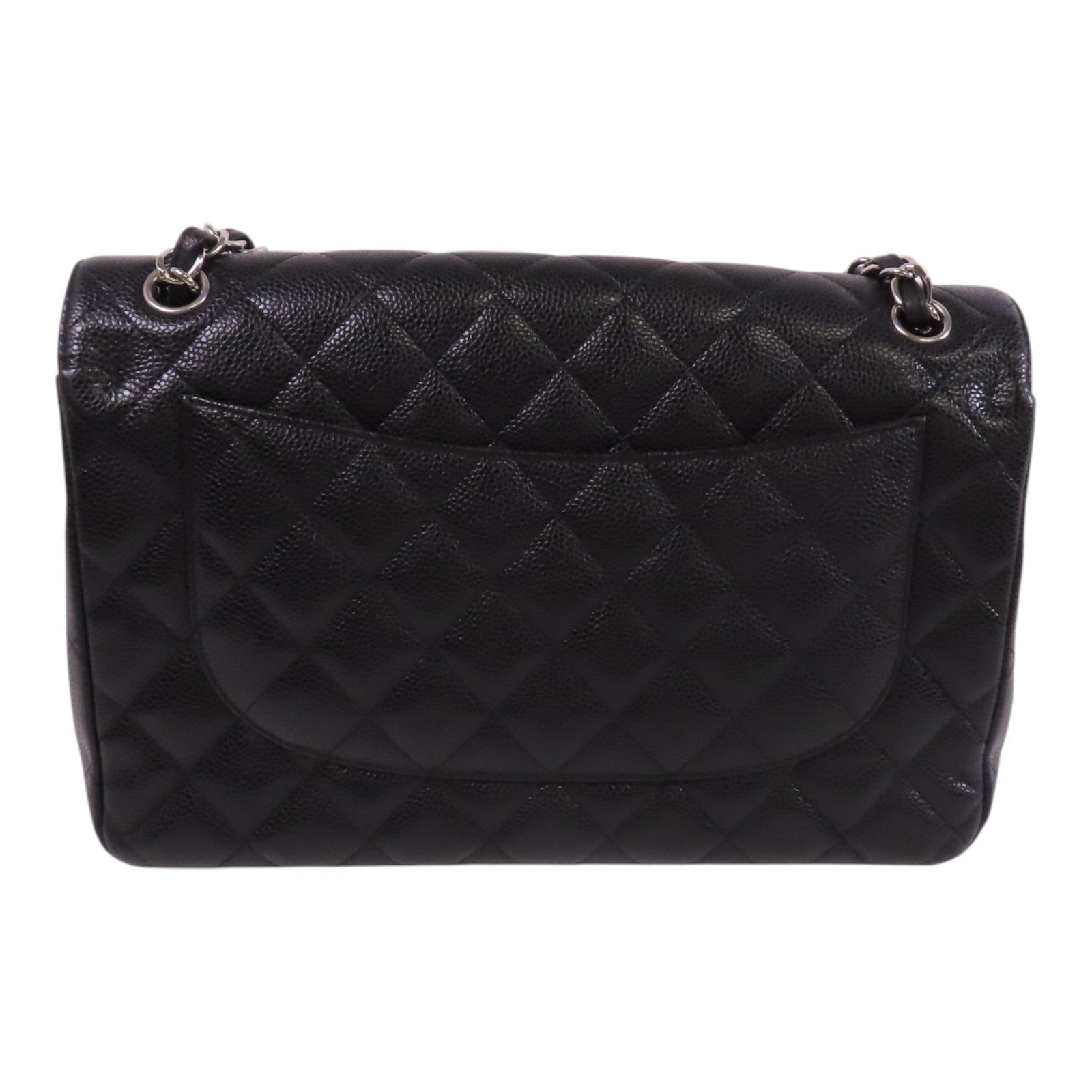 CHANEL 牛皮皮革Large Classic 30銀扣鏈帶肩背袋