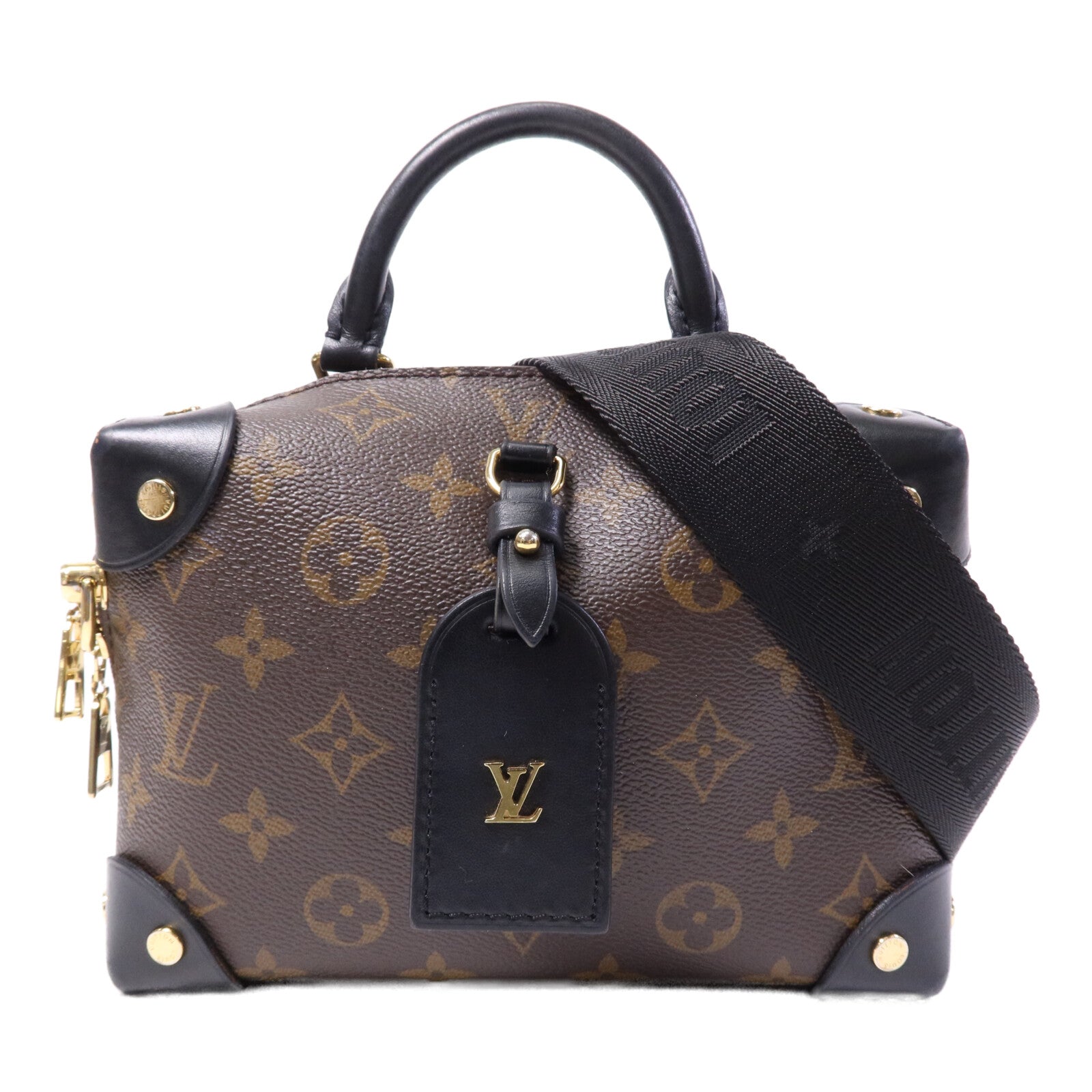 LOUIS VUITTON Monogram Petite Malle Souple金扣手挽肩背兩用袋棕色