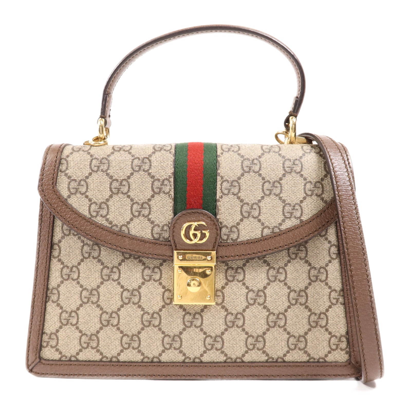 GUCCI 塗層帆布2 Way Shoulder金扣手挽肩背兩用袋