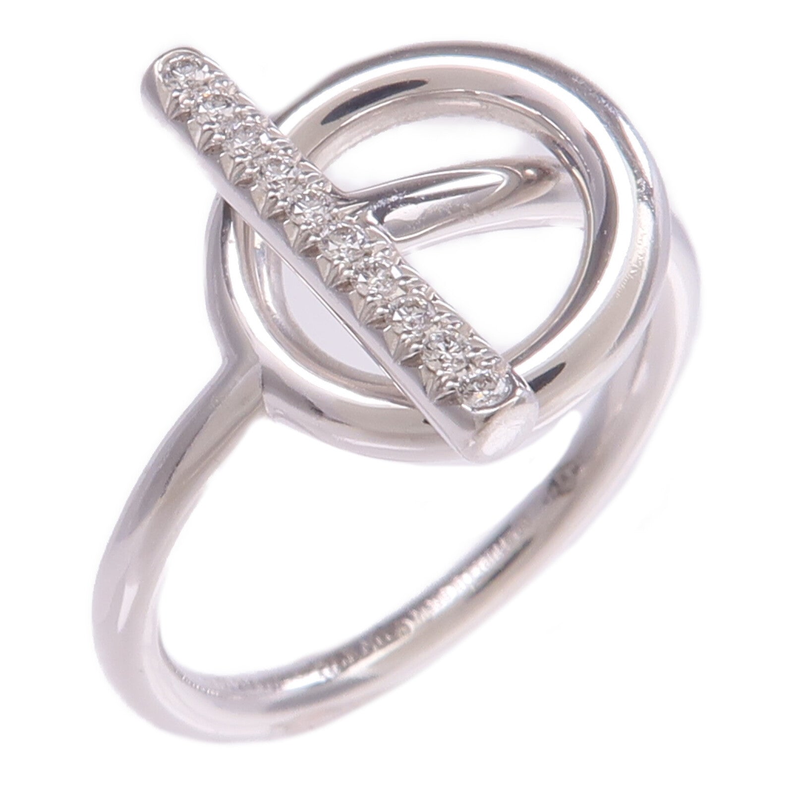 HERMES 18K白金Echappee Ring鑽石戒指Hermes#53/US#6.5