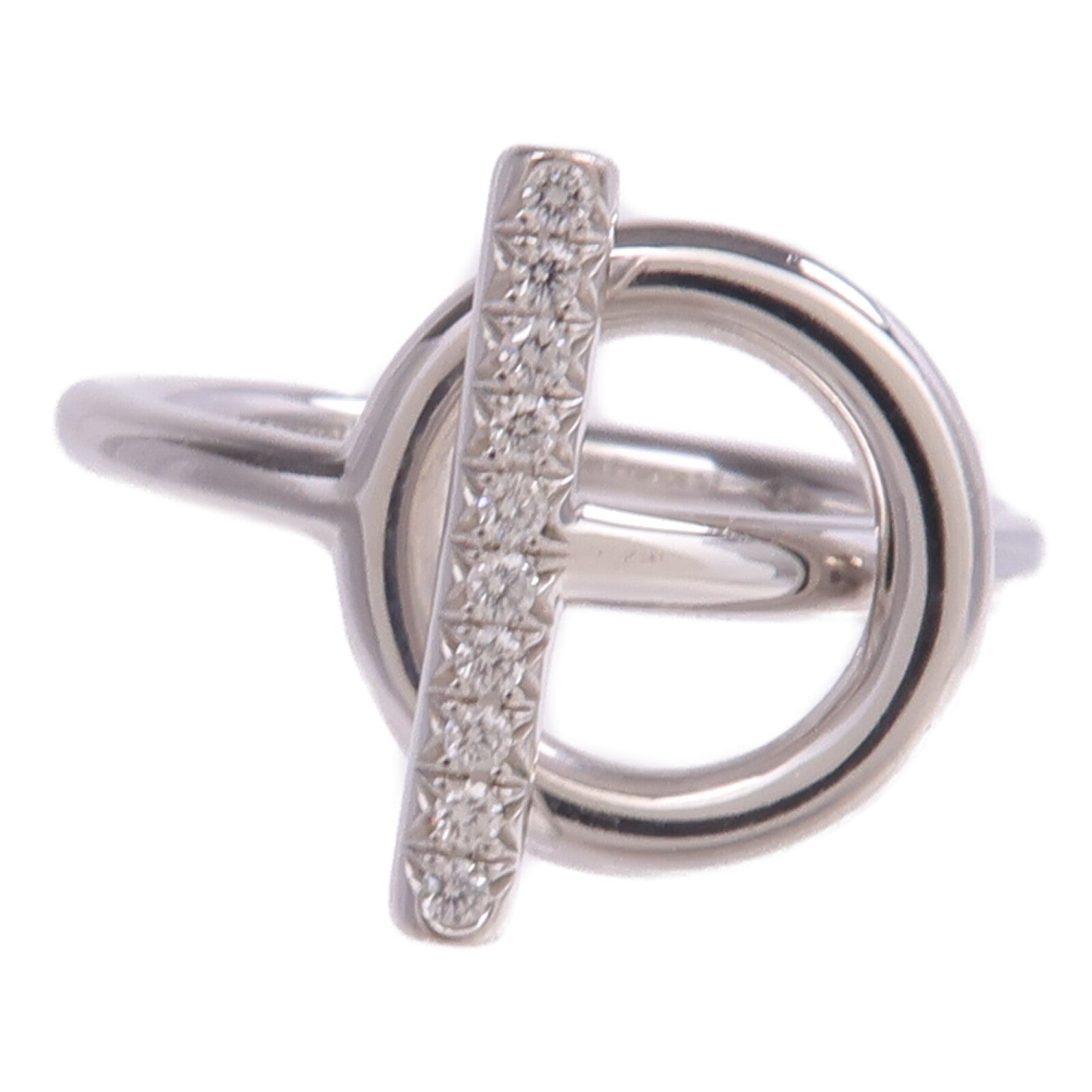 HERMES 18K白金Echappee Ring鑽石戒指Hermes#53/US#6.5