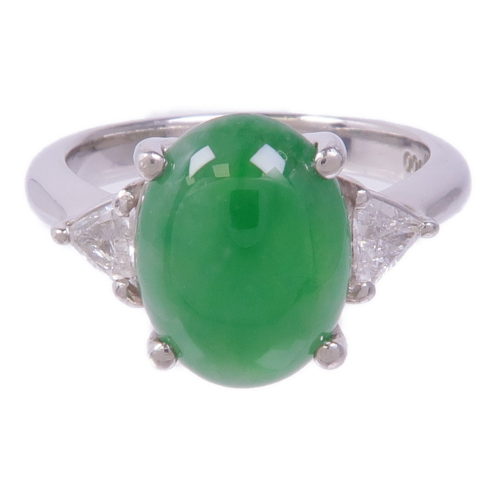 JEWELRY PT900鉑金Jade Diamond Ring翡翠/鑽石戒指US#6.75