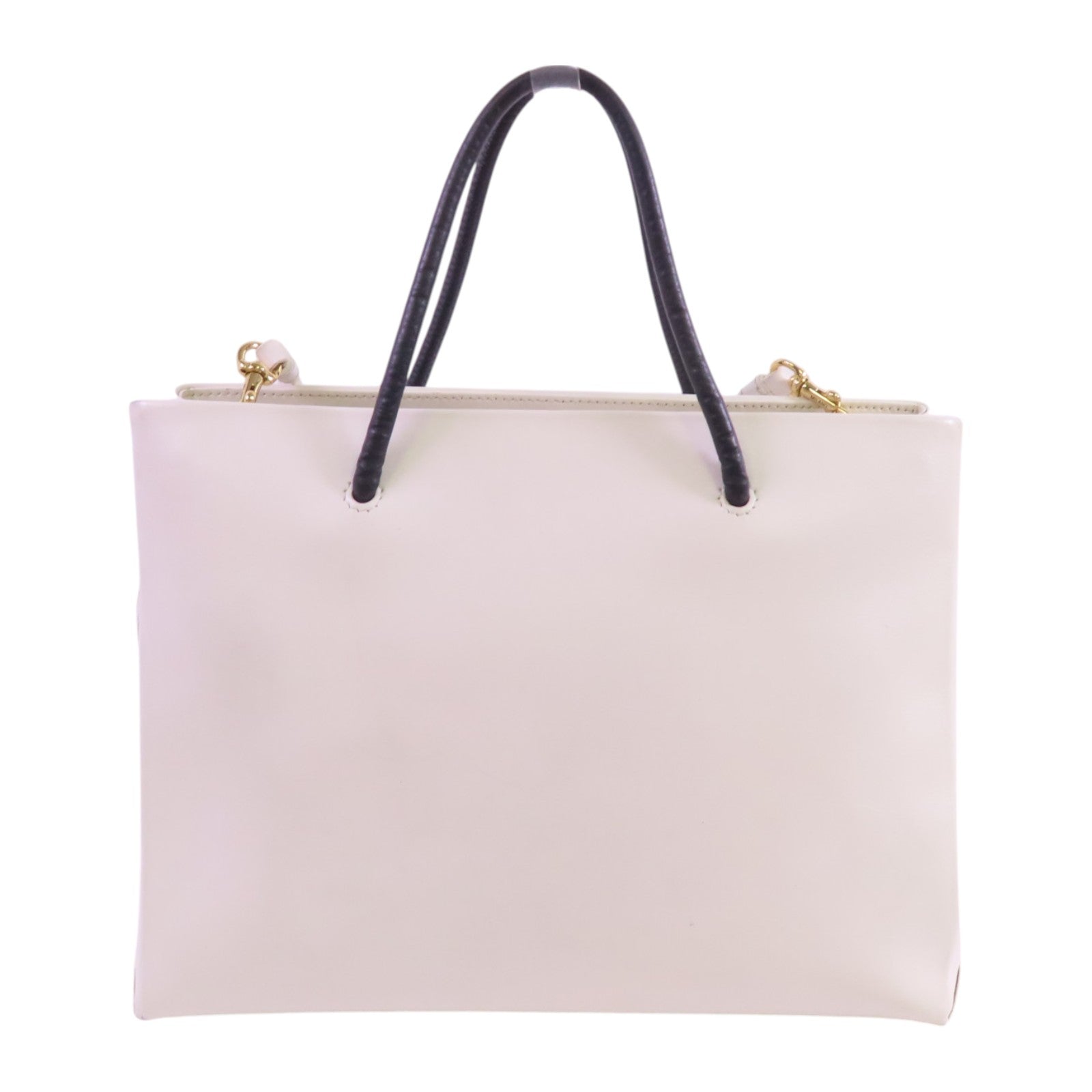 MOSCHINO 牛皮皮革2Way Tote Bag金扣手挽肩背兩用袋白色