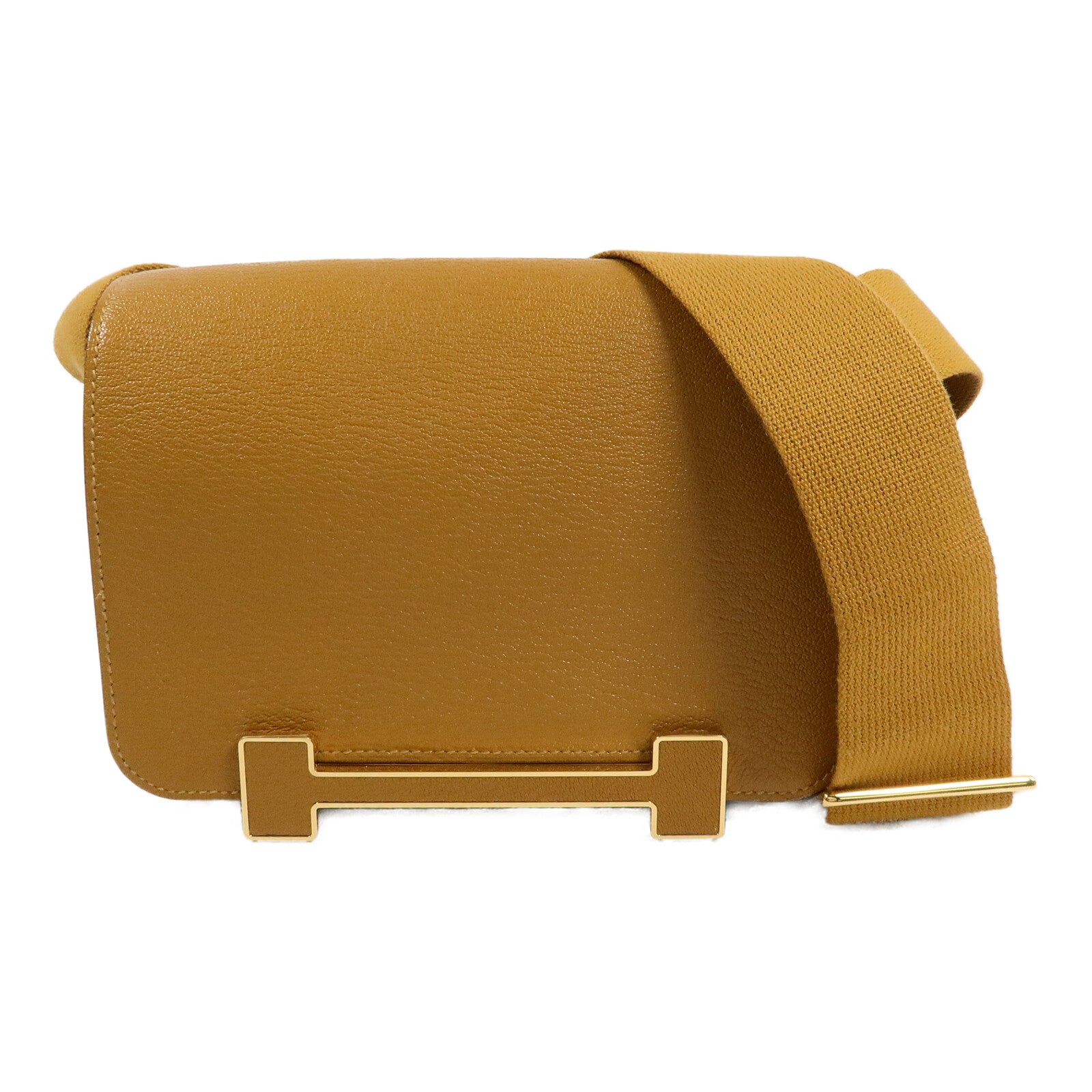 HERMES Chevre皮革Geta肩背袋Caramel