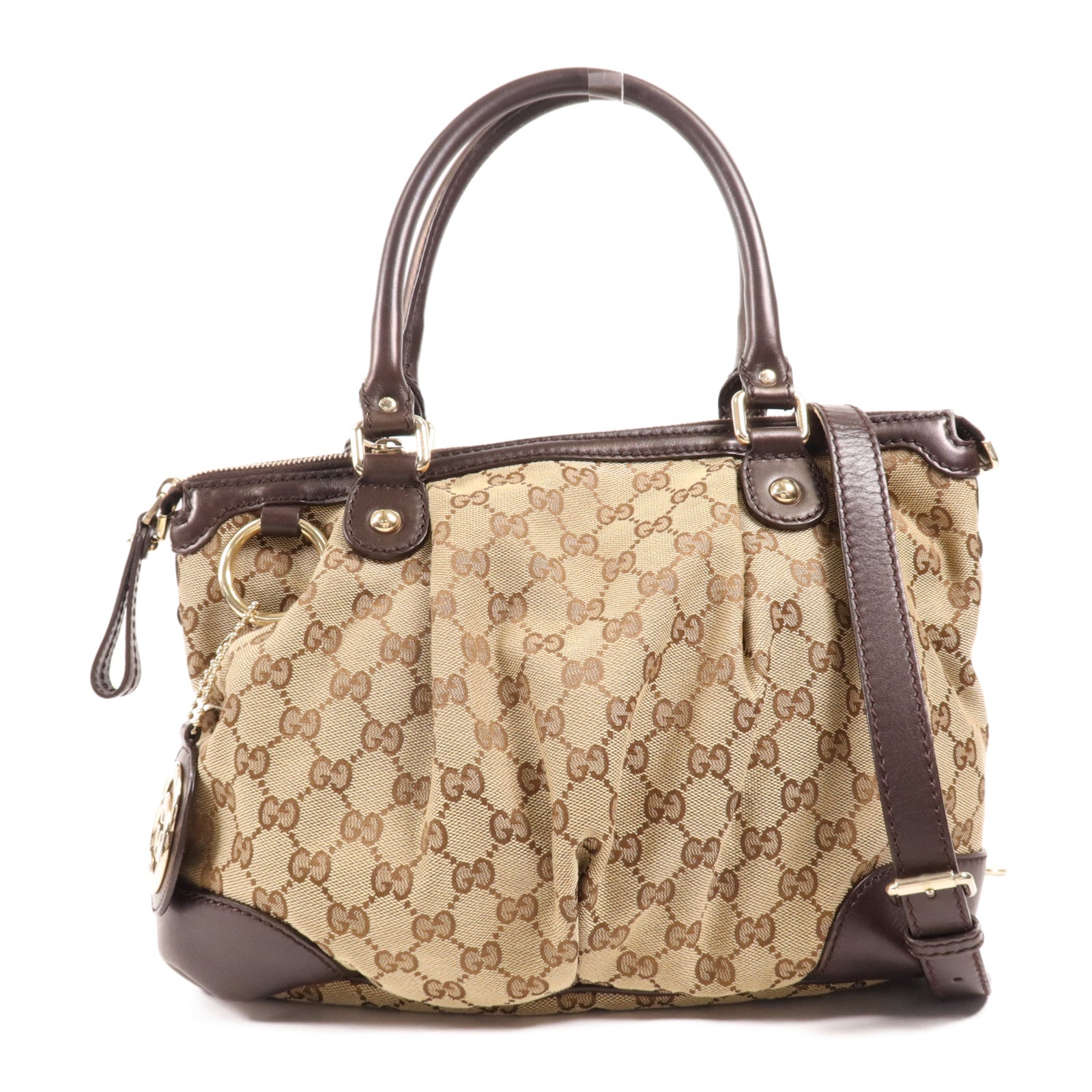 GUCCI 帆布2 Way Shoulder Bag金扣手挽肩背兩用袋