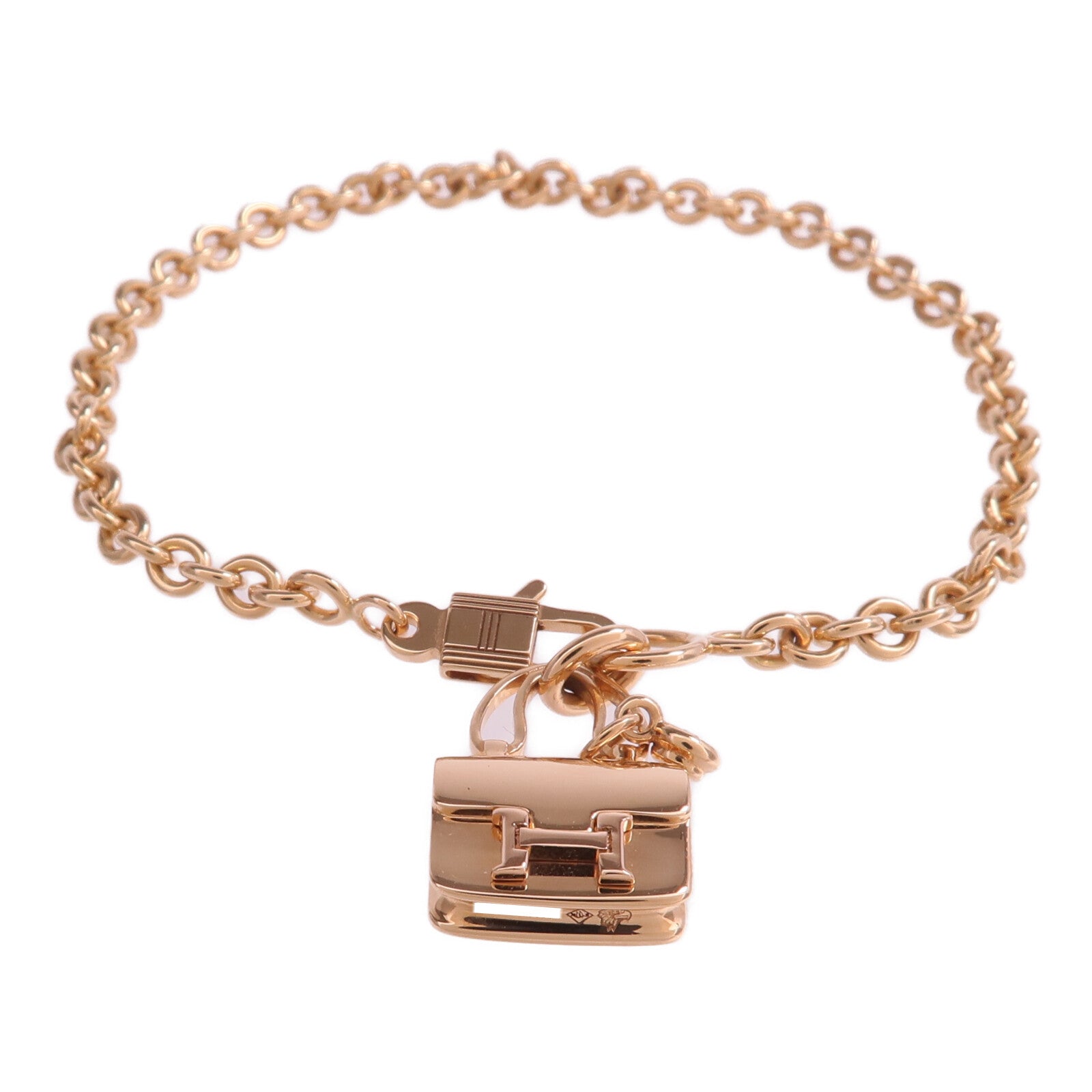 HERMES 18K玫瑰金Amulettes Constance Bracelet鑽石手鏈