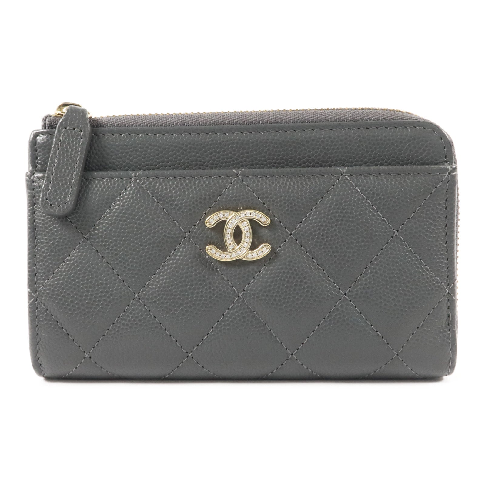 CHANEL 牛皮皮革CC Logo Zipper Wallet錢包