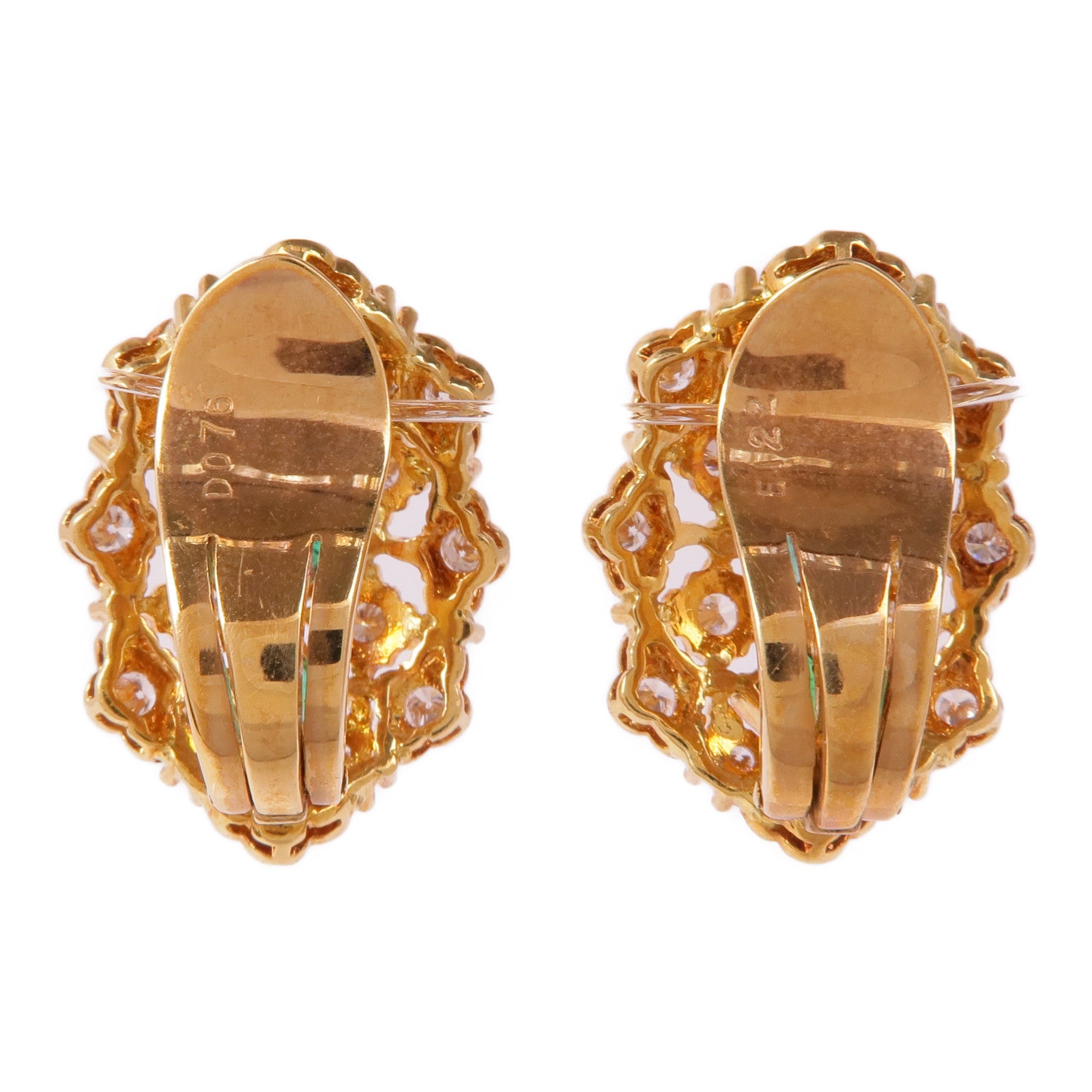 JEWELRY 18K黃金Emerald Diamond Earrings綠寶石/鑽石耳環