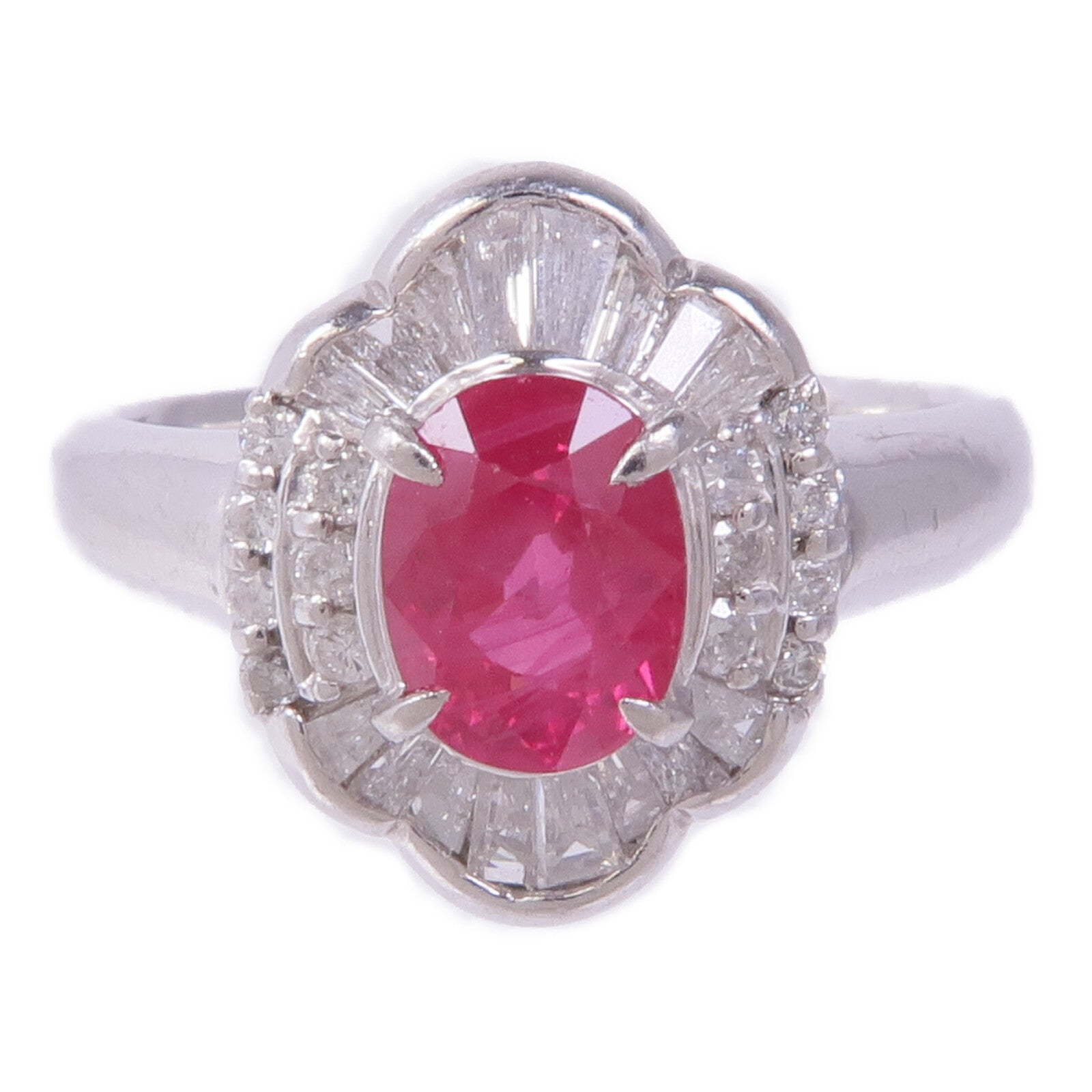 JEWELRY PT900鉑金Ruby Diamond Ring紅寶石/鑽石戒指US#5.75