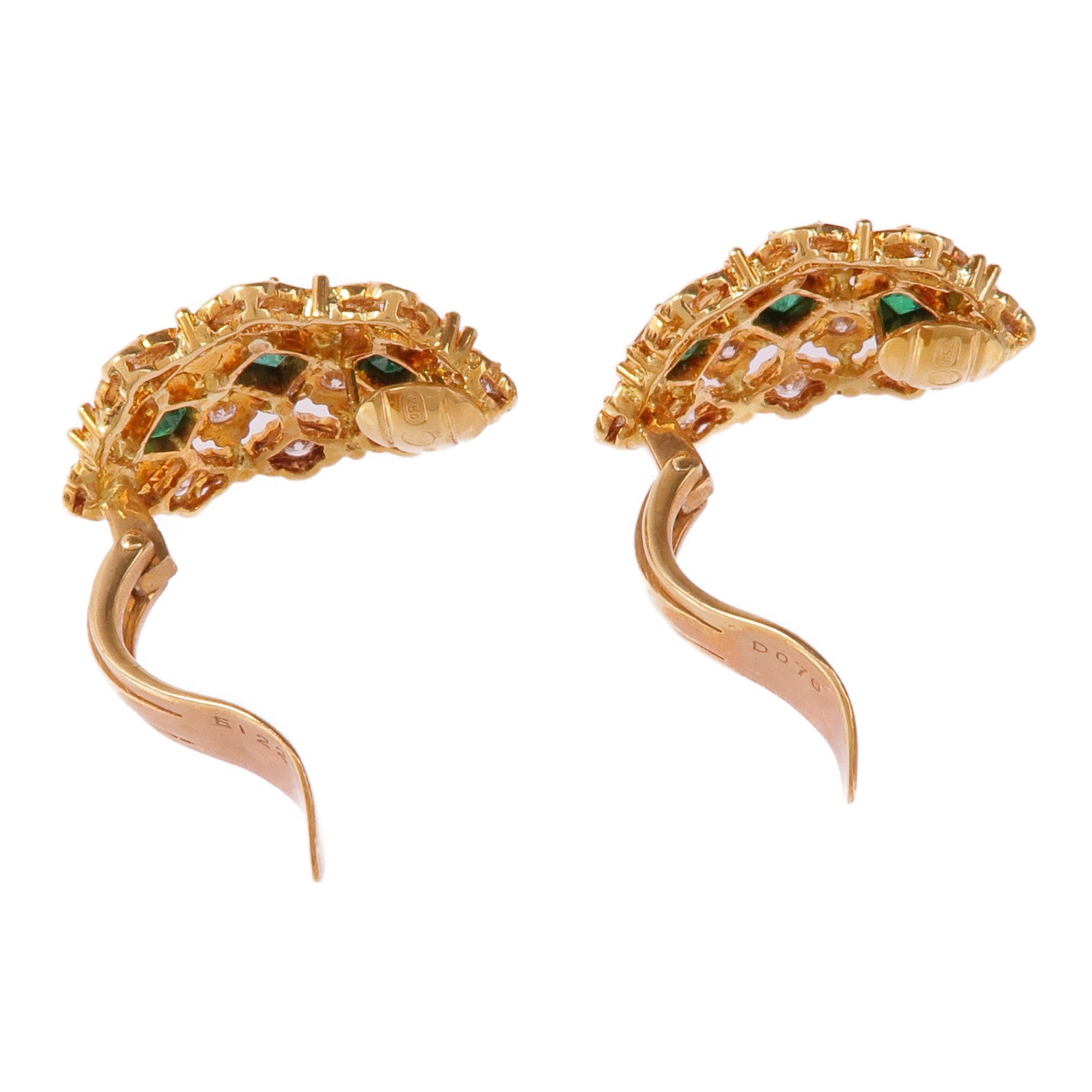 JEWELRY 18K黃金Emerald Diamond Earrings綠寶石/鑽石耳環