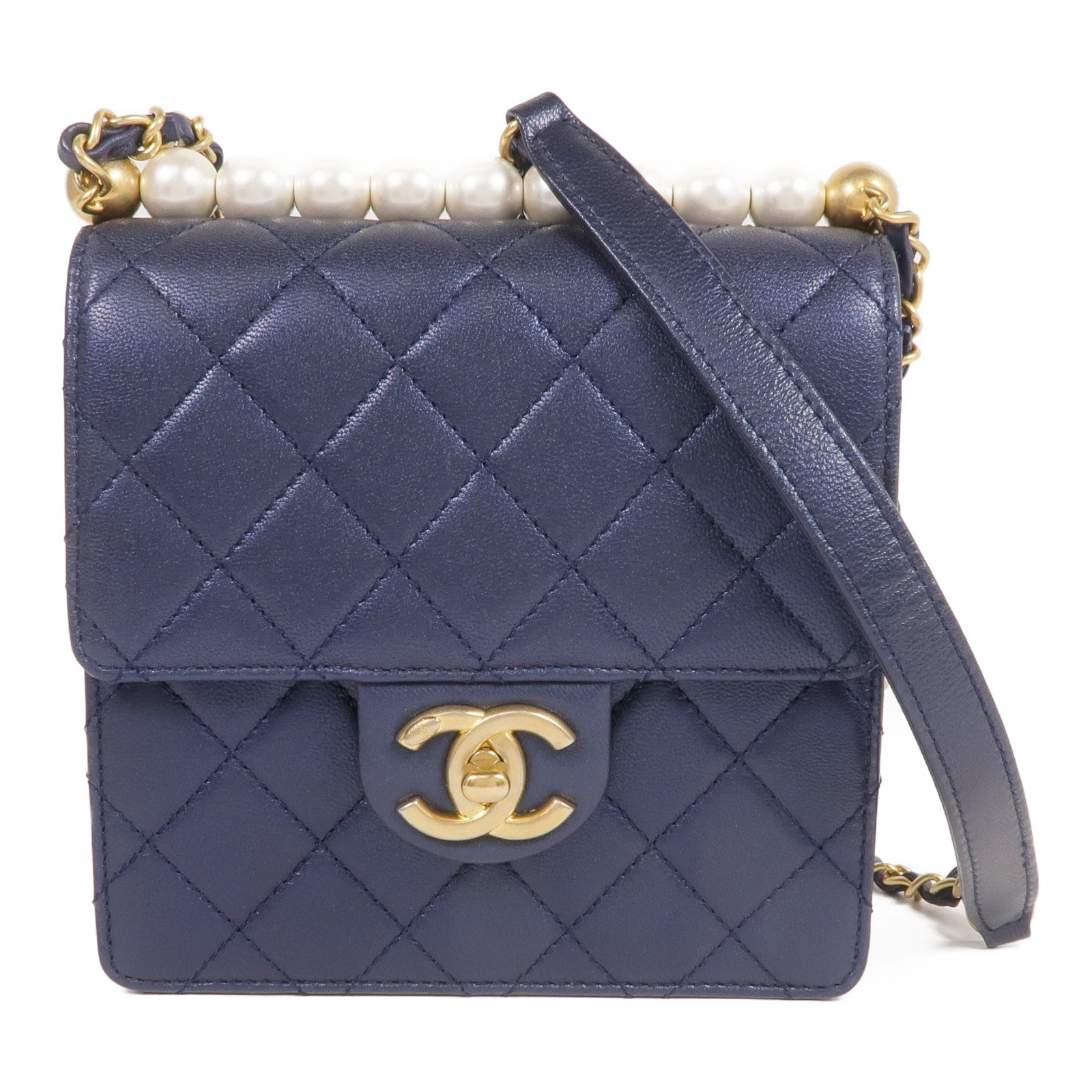 CHANEL 【激減優惠】牛皮皮革Chain Shoulder金扣肩背袋