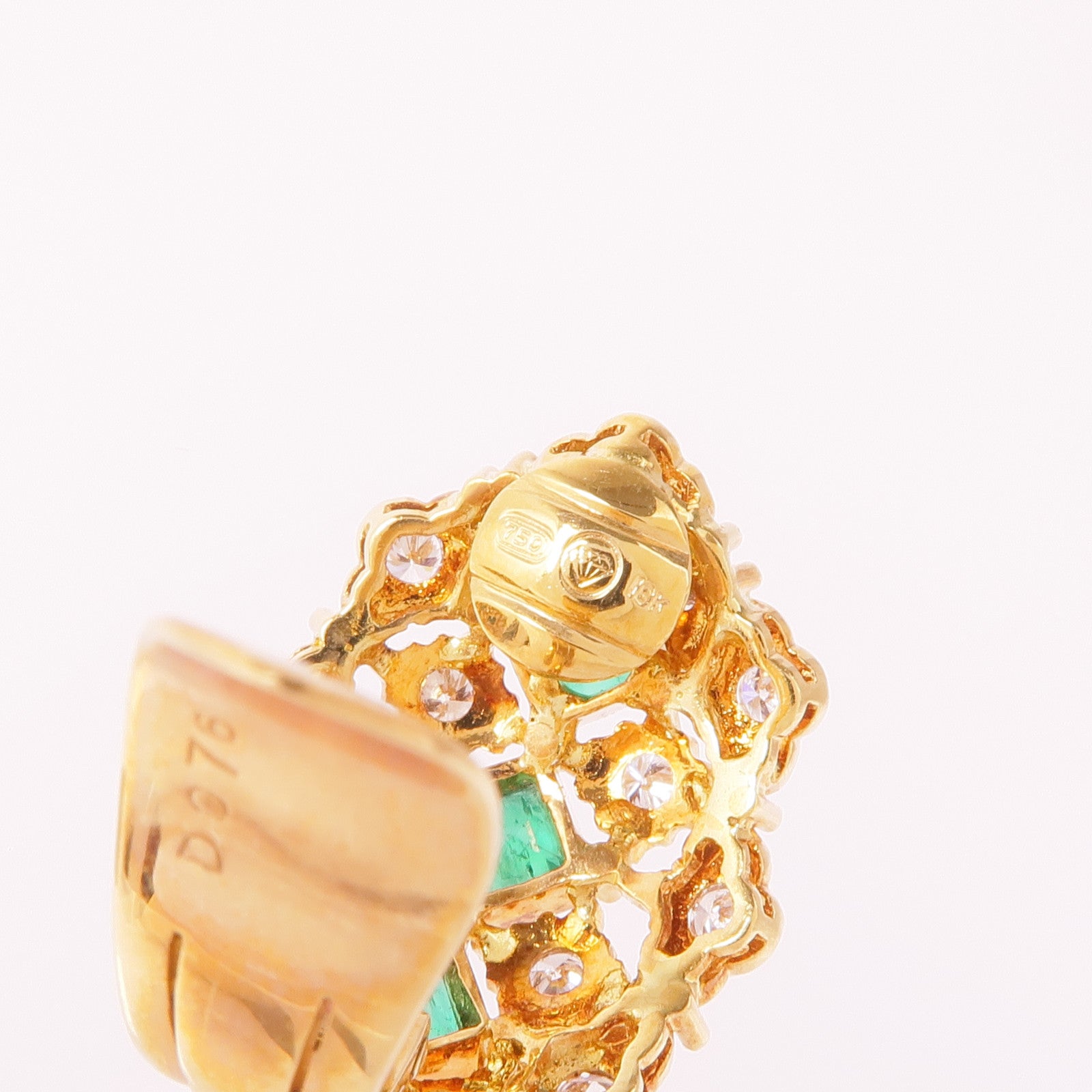 JEWELRY 18K黃金Emerald Diamond Earrings綠寶石/鑽石耳環