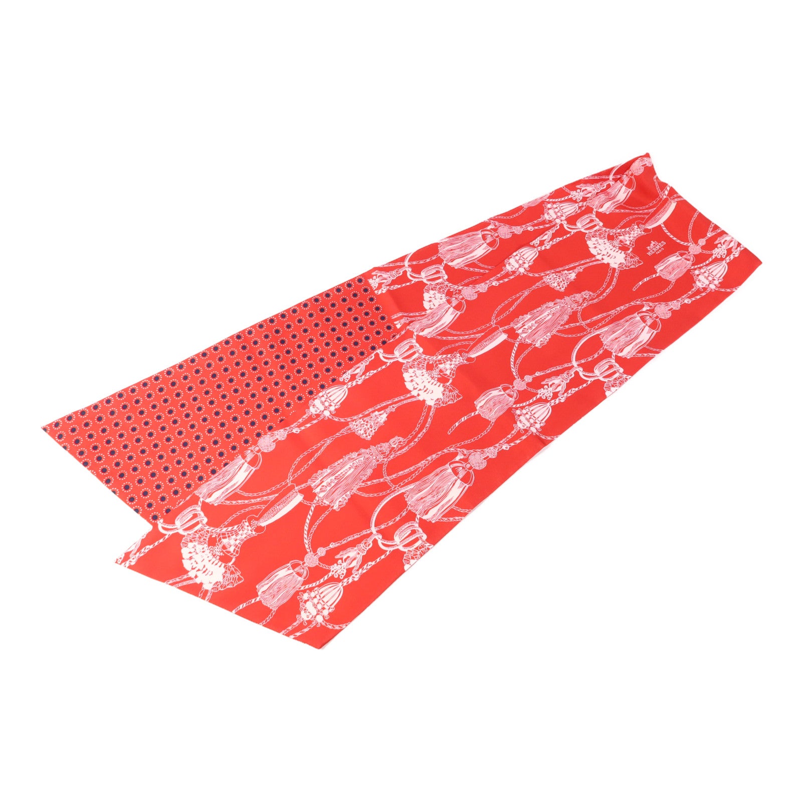 HERMES 絲質Maxi Twilly絲巾White/Red